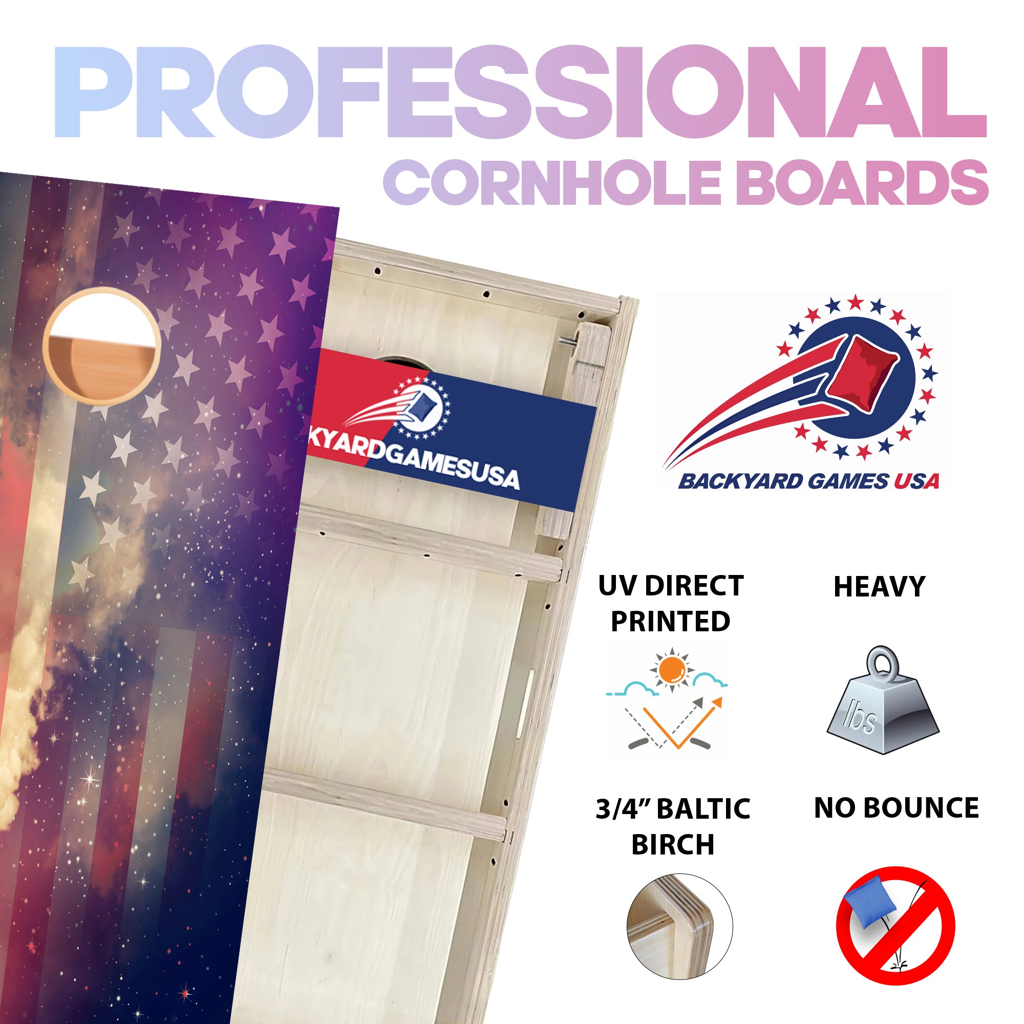 Galaxy Flag Professional Cornhole Boards