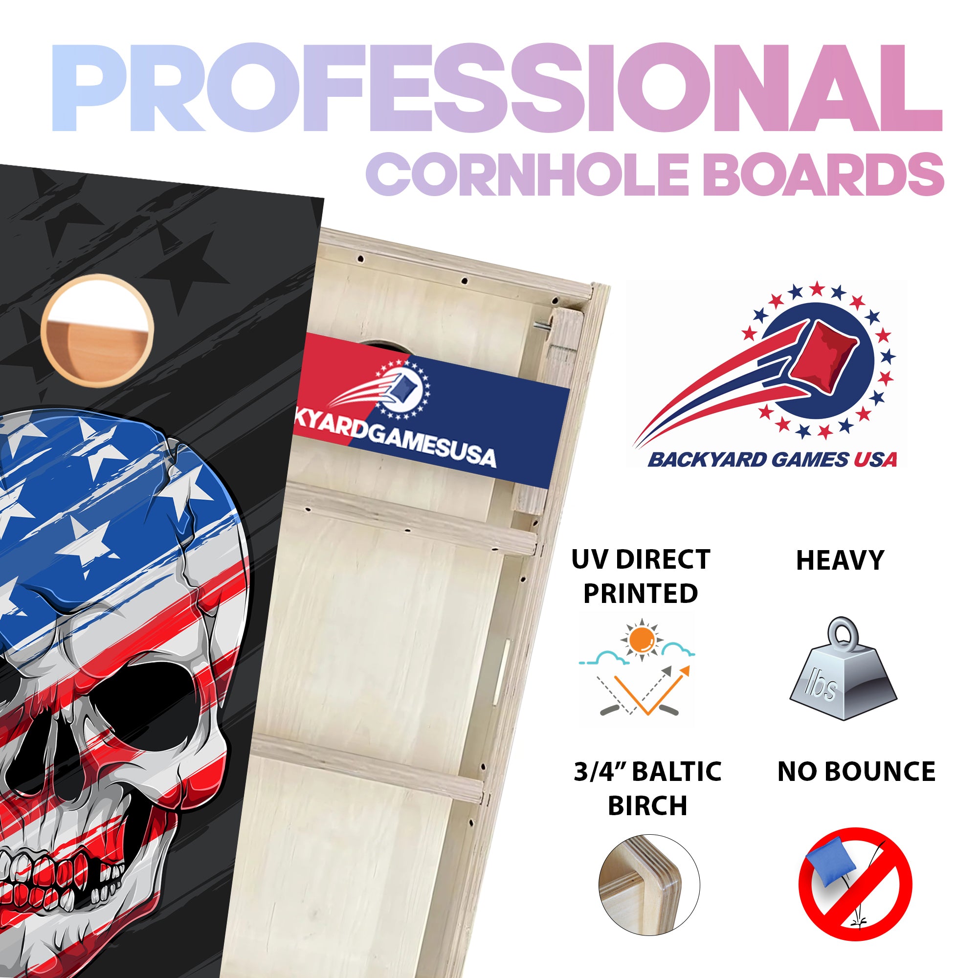 America Skull Flag Professional Cornhole Boards