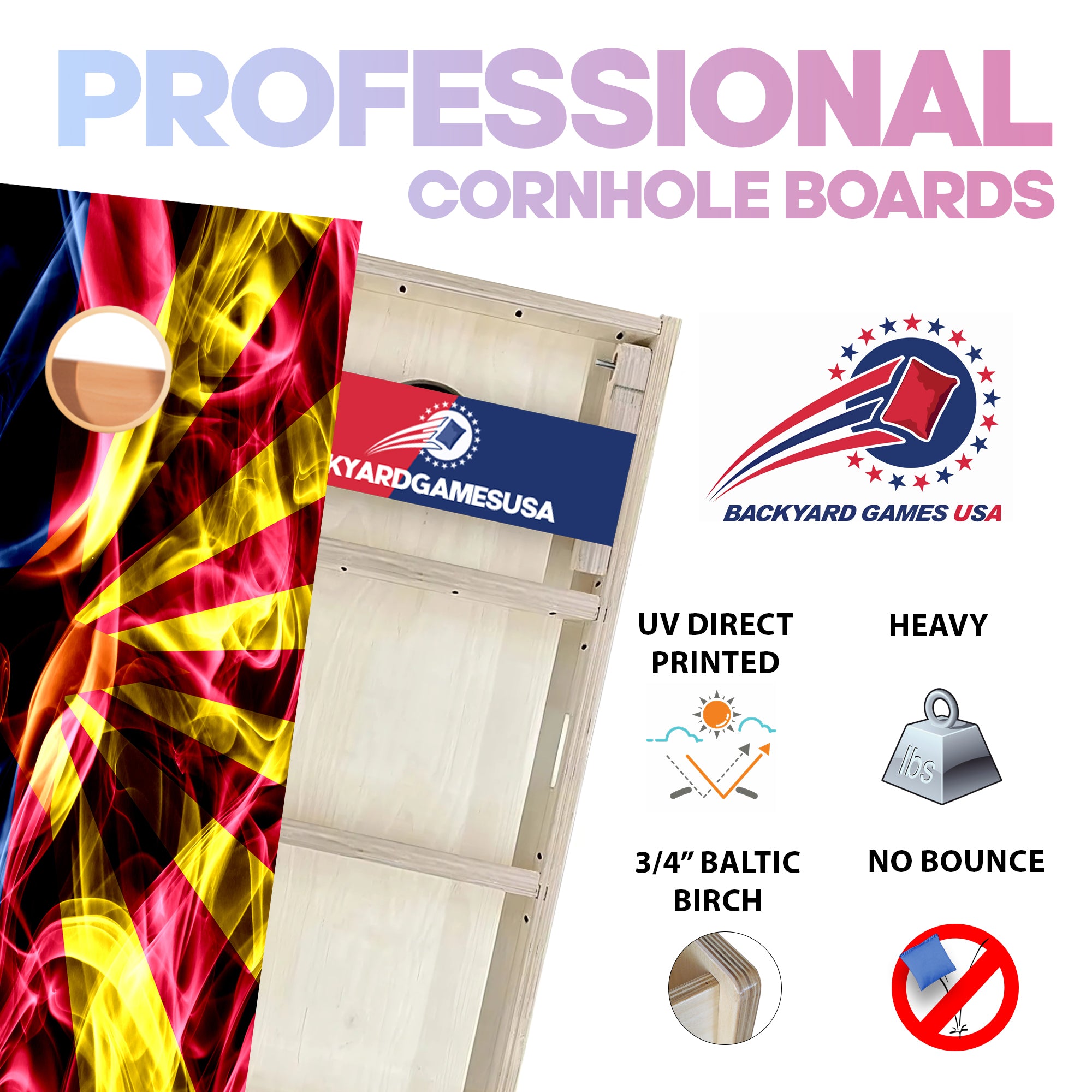 Arizona Windy Flag Professional Cornhole Boards