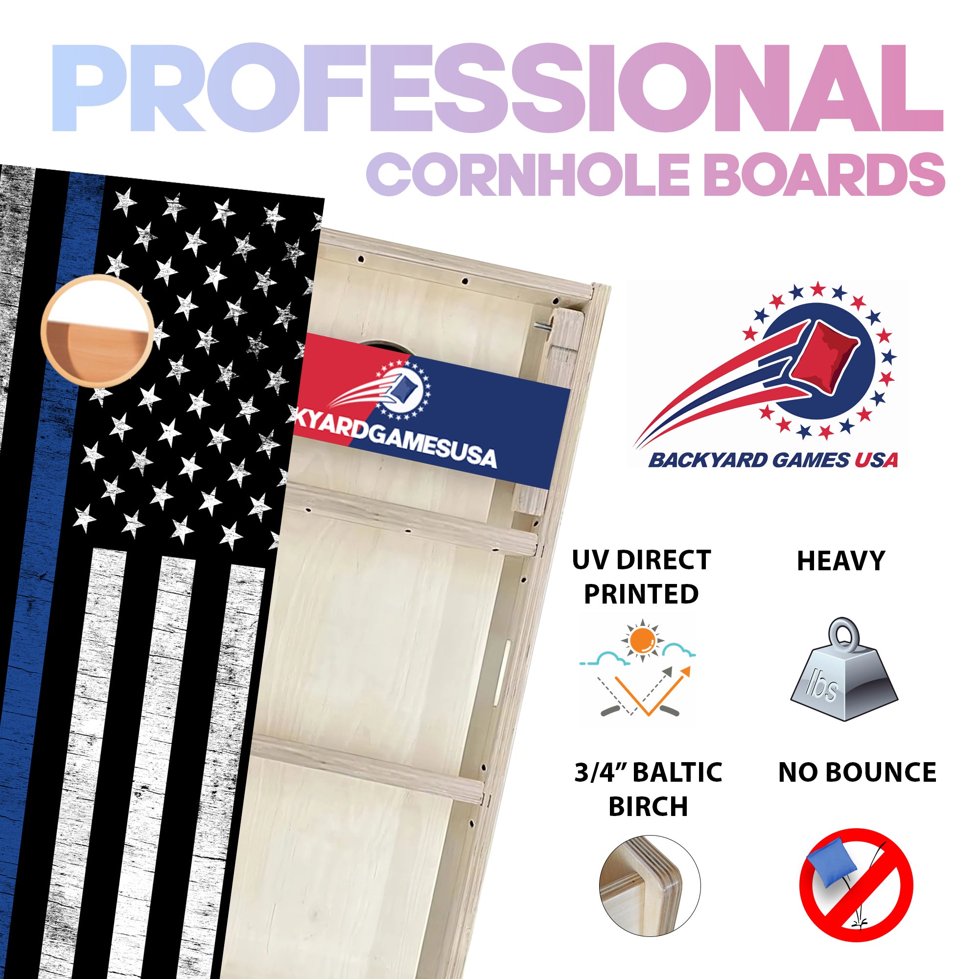 Blue Line Vintage Professional Cornhole Boards