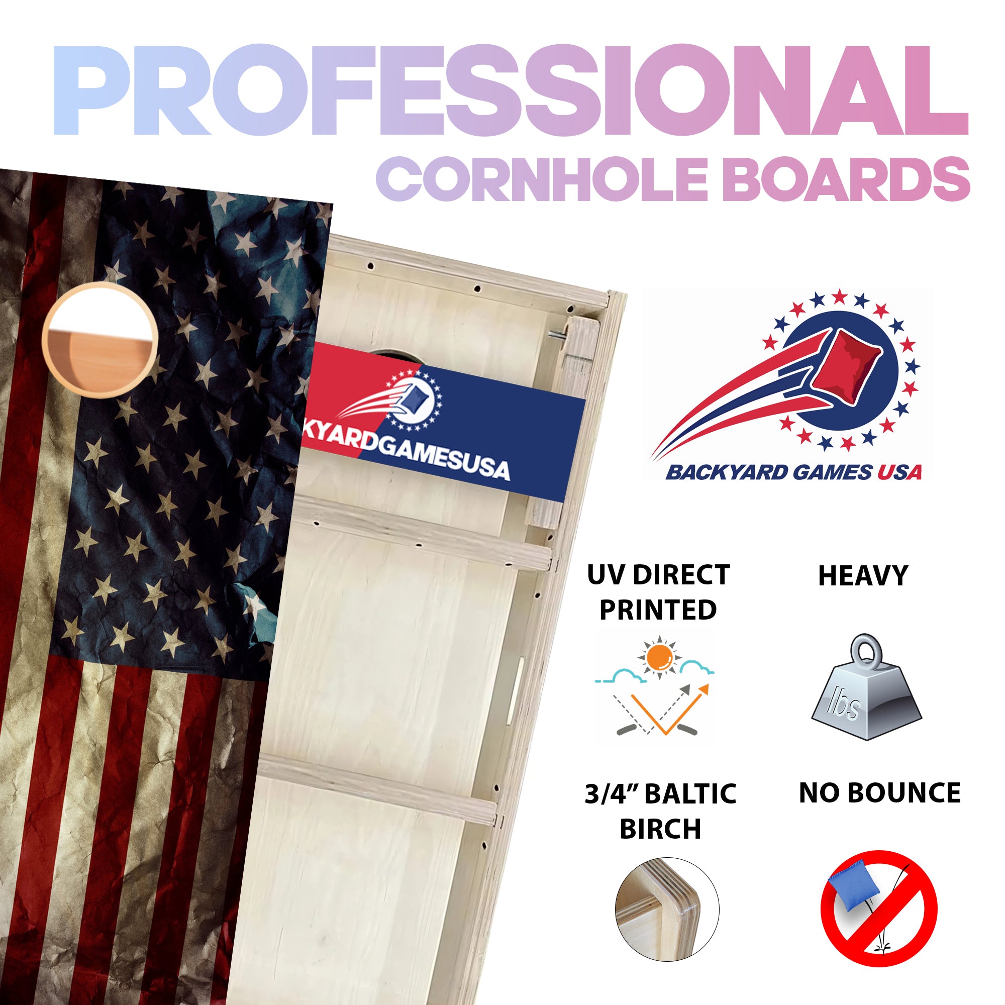 Crinkled Flag Professional Cornhole Boards