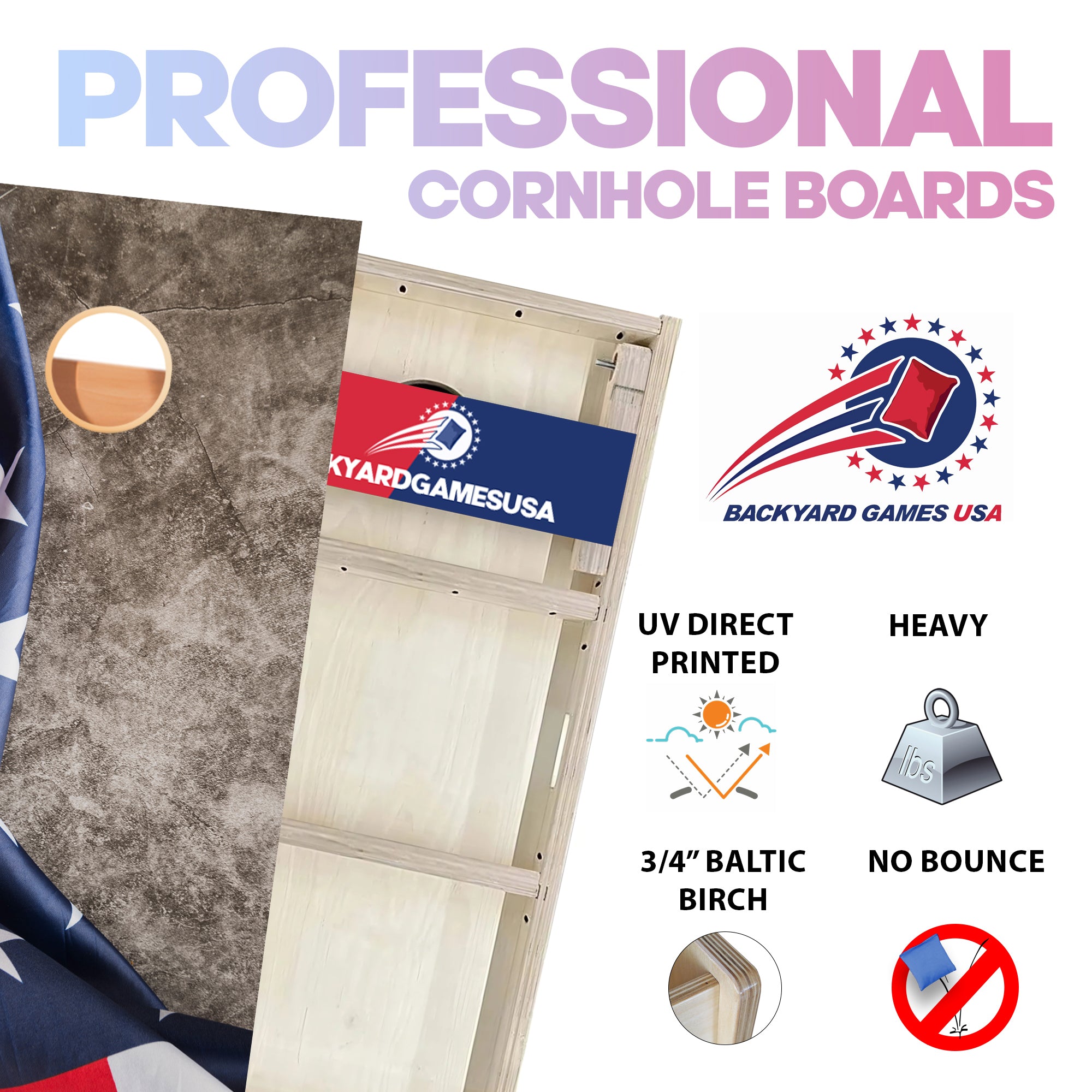 Brick with Flag Professional Cornhole Boards