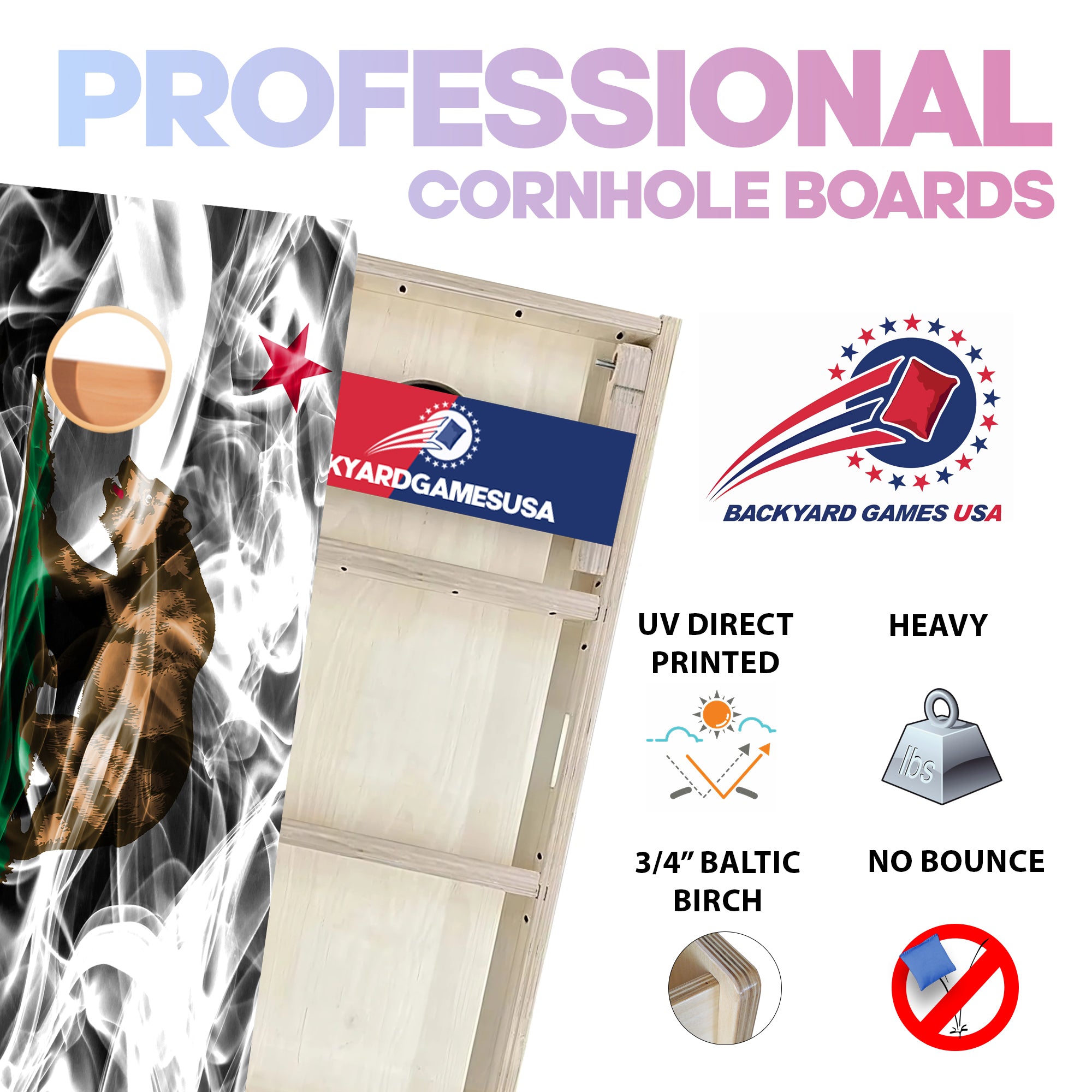 California Windy Flag Professional Cornhole Boards