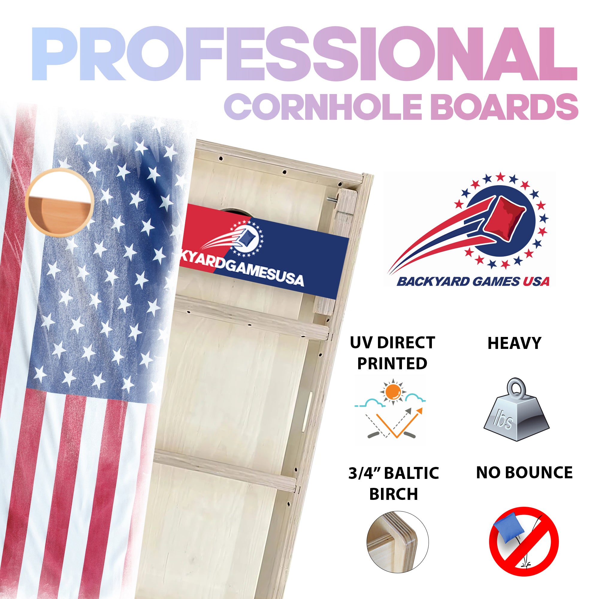 US Flag Professional Cornhole Boards