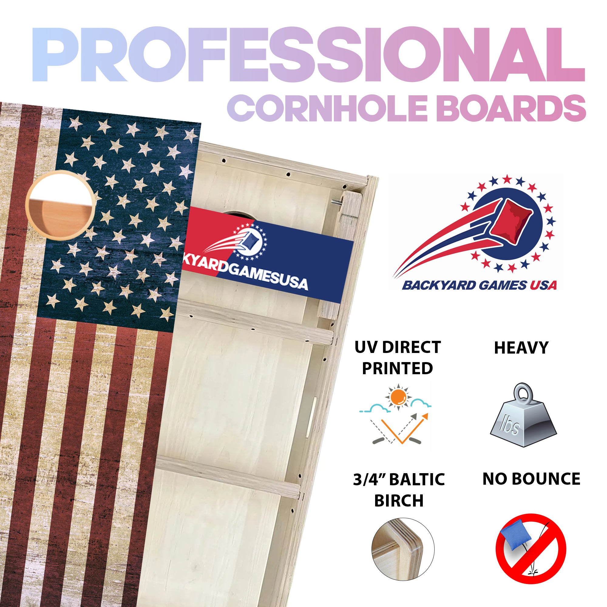 US Flag Professional Cornhole Boards