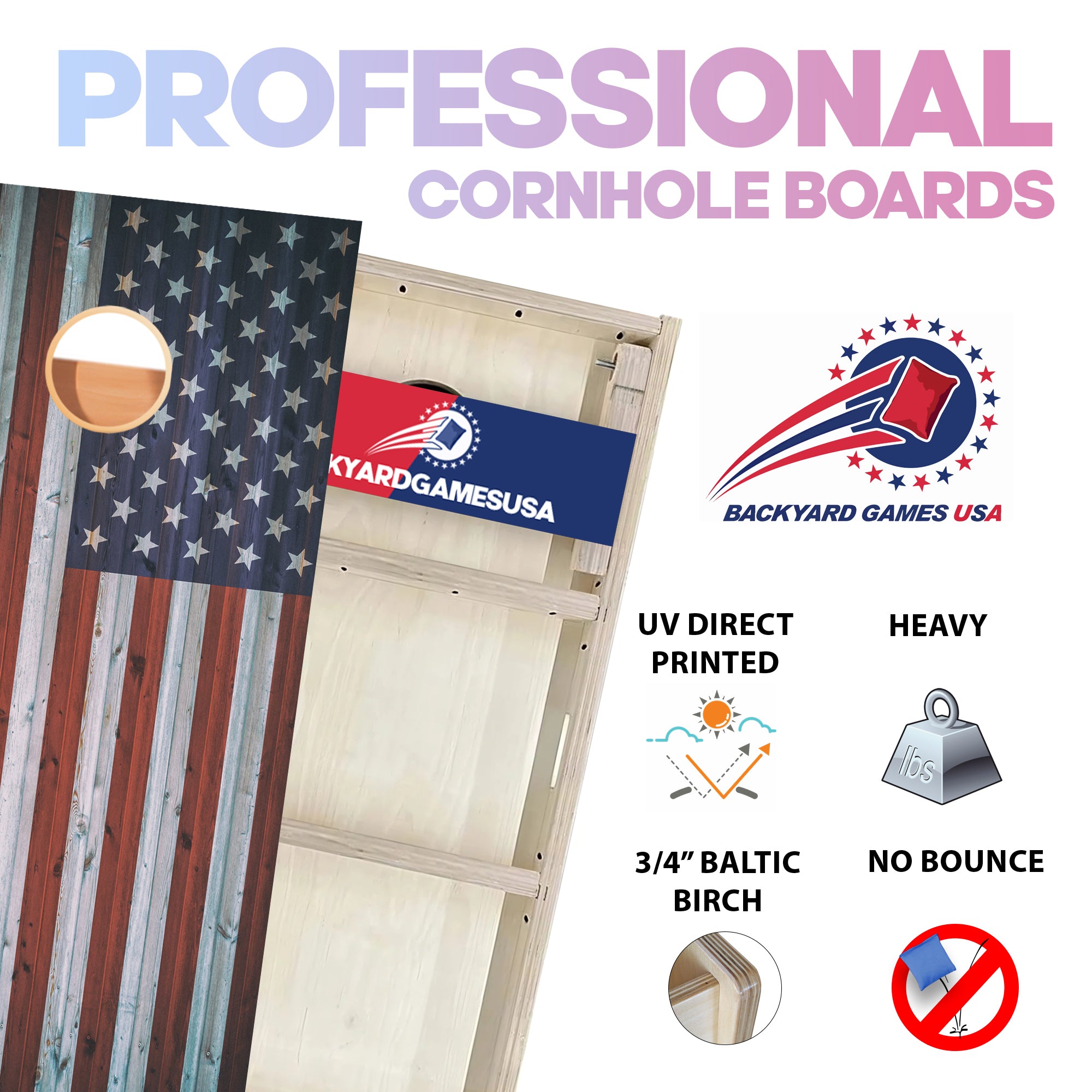 US Flag Professional Cornhole Boards