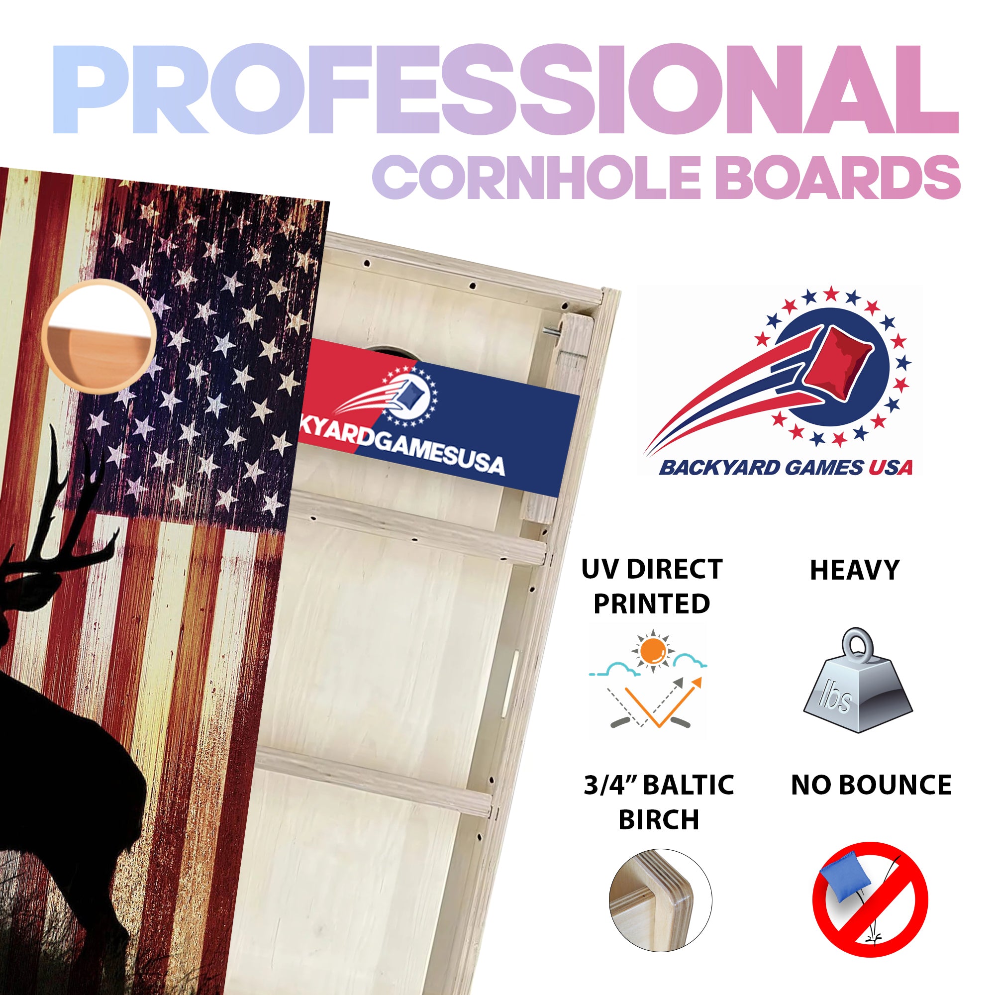 Deer Flag Professional Cornhole Boards