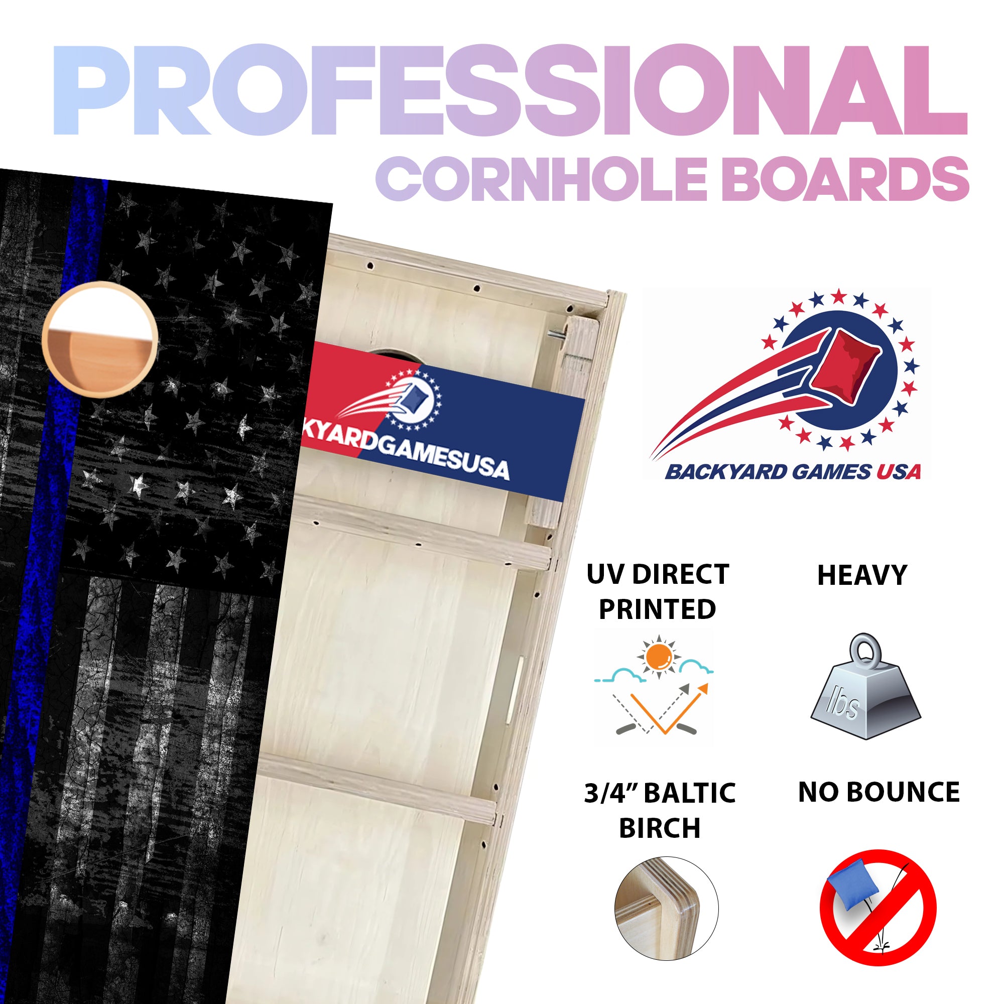 Dark Blue Line Professional Cornhole Boards