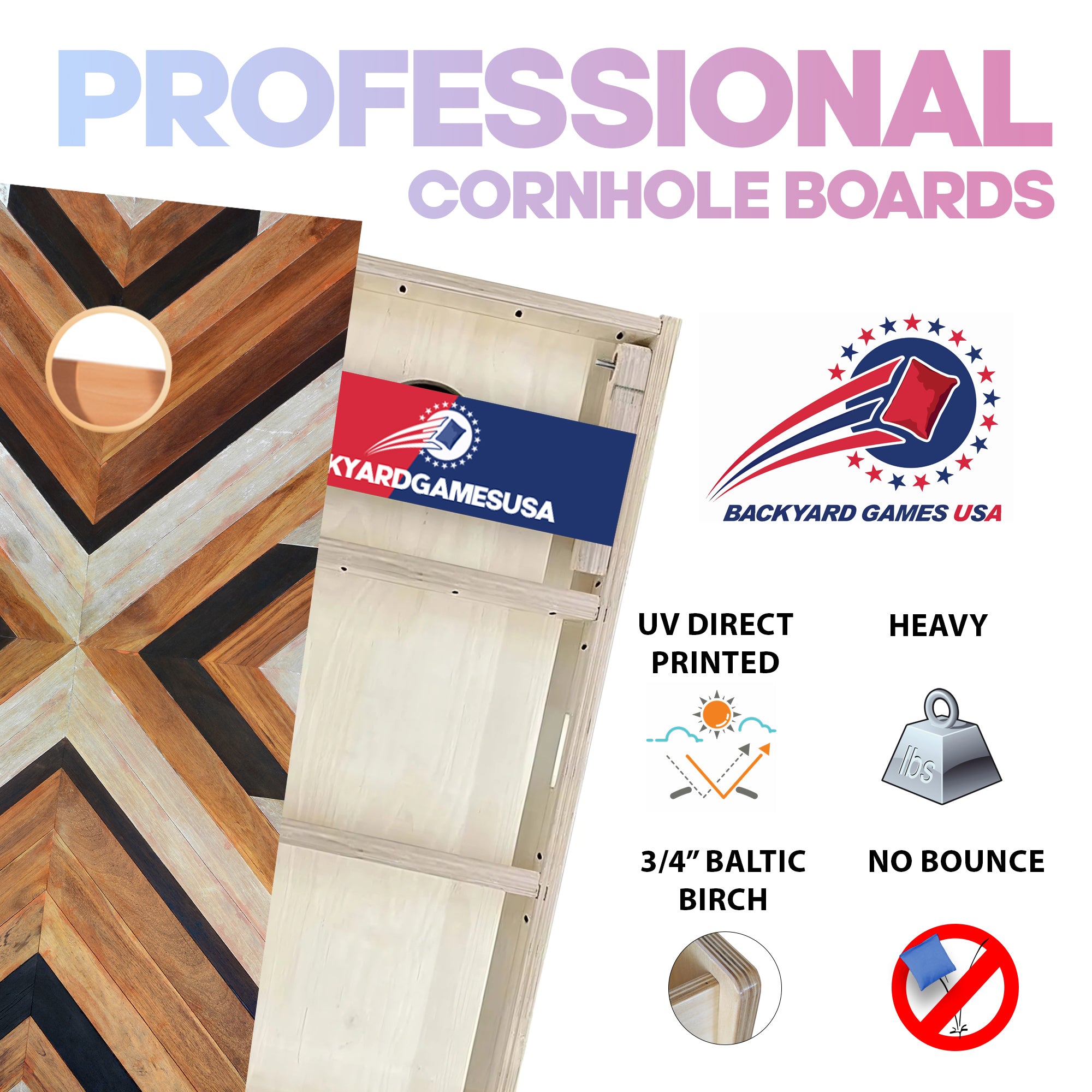 4 Piece Wood Professional Cornhole Boards