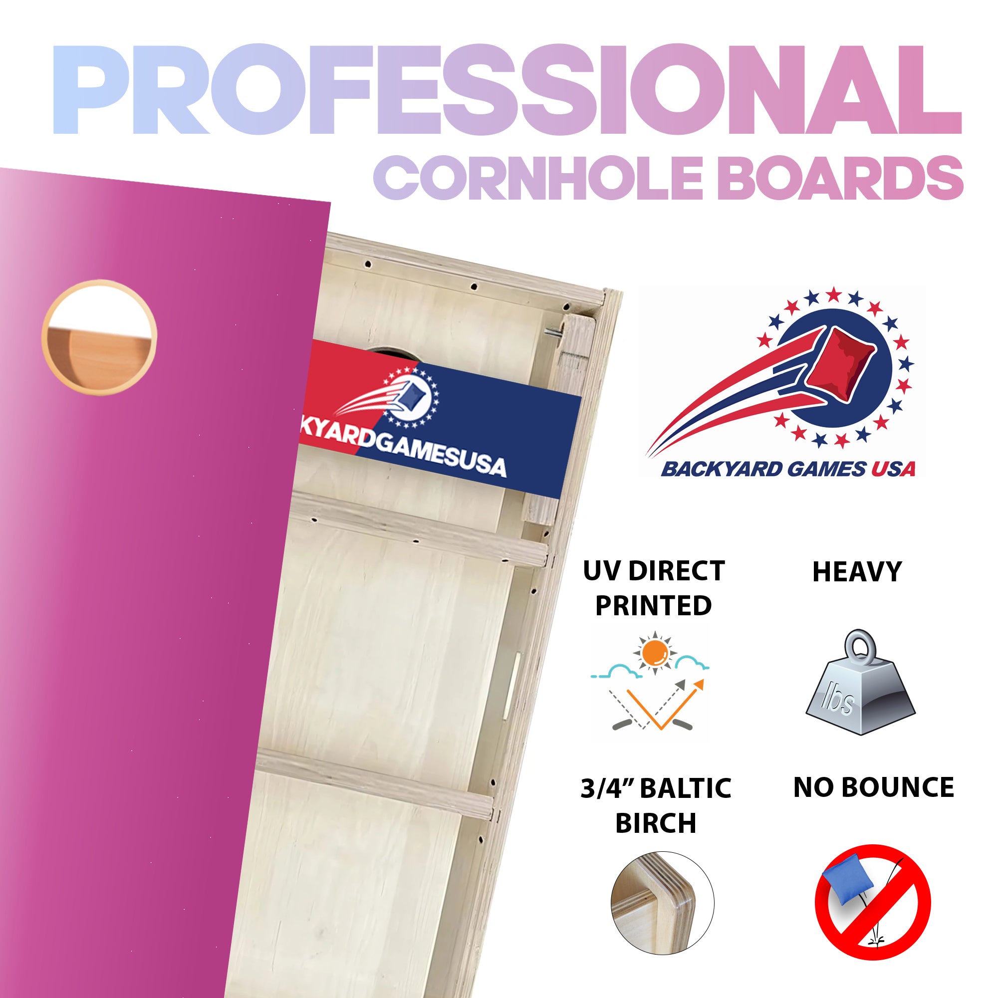 Pink Sun Professional Cornhole Boards