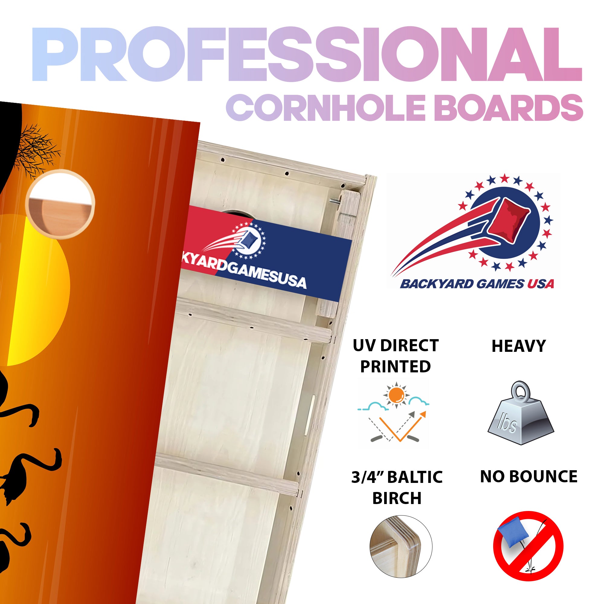 Orange Flamingos Professional Cornhole Boards