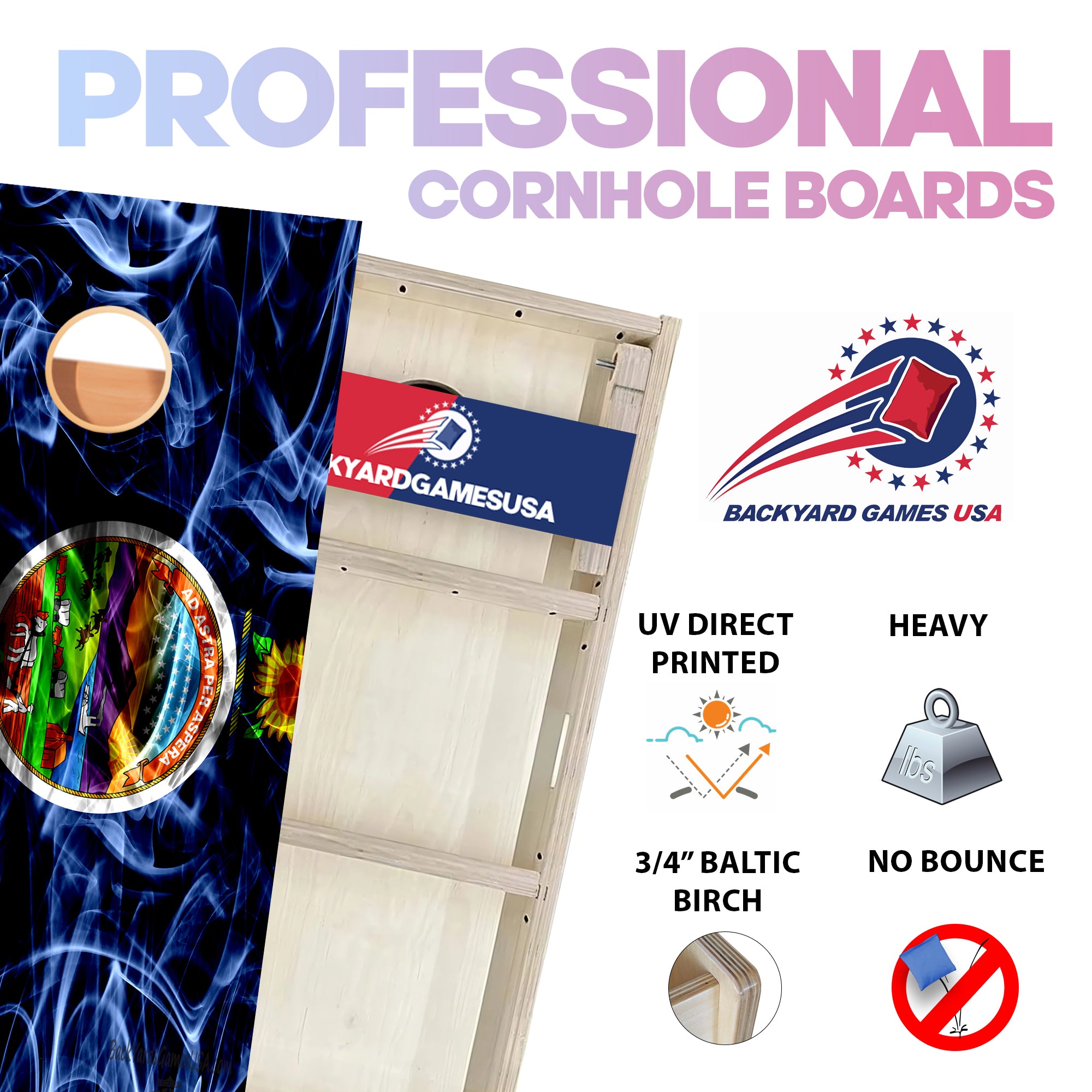 Kansas Windy Flag Professional Cornhole Boards