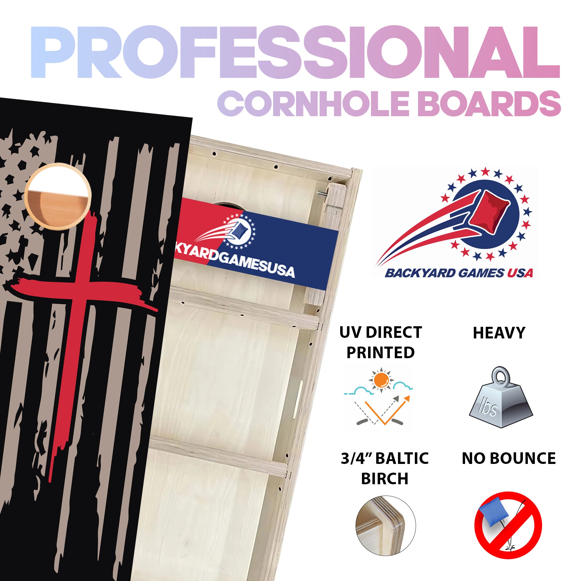 Red Cross Flag Professional Cornhole Boards