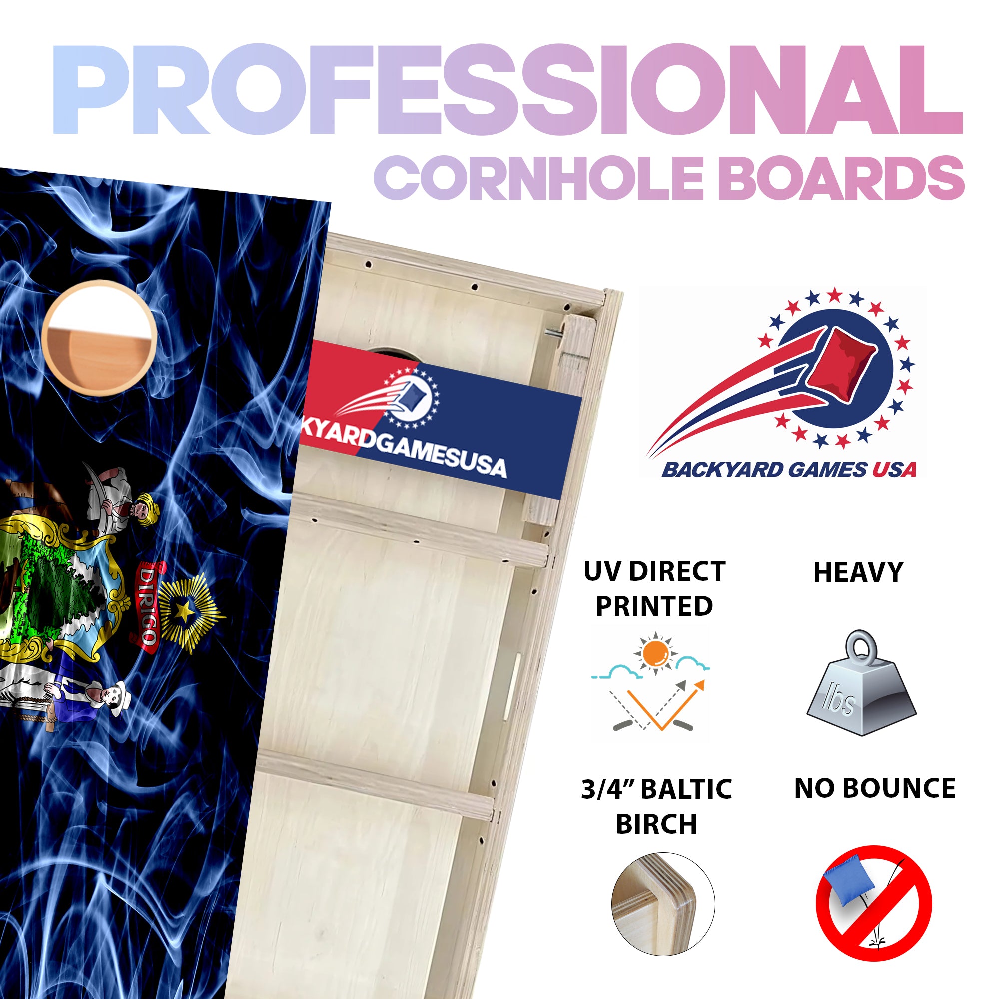 Maine Windy Flag Professional Cornhole Boards