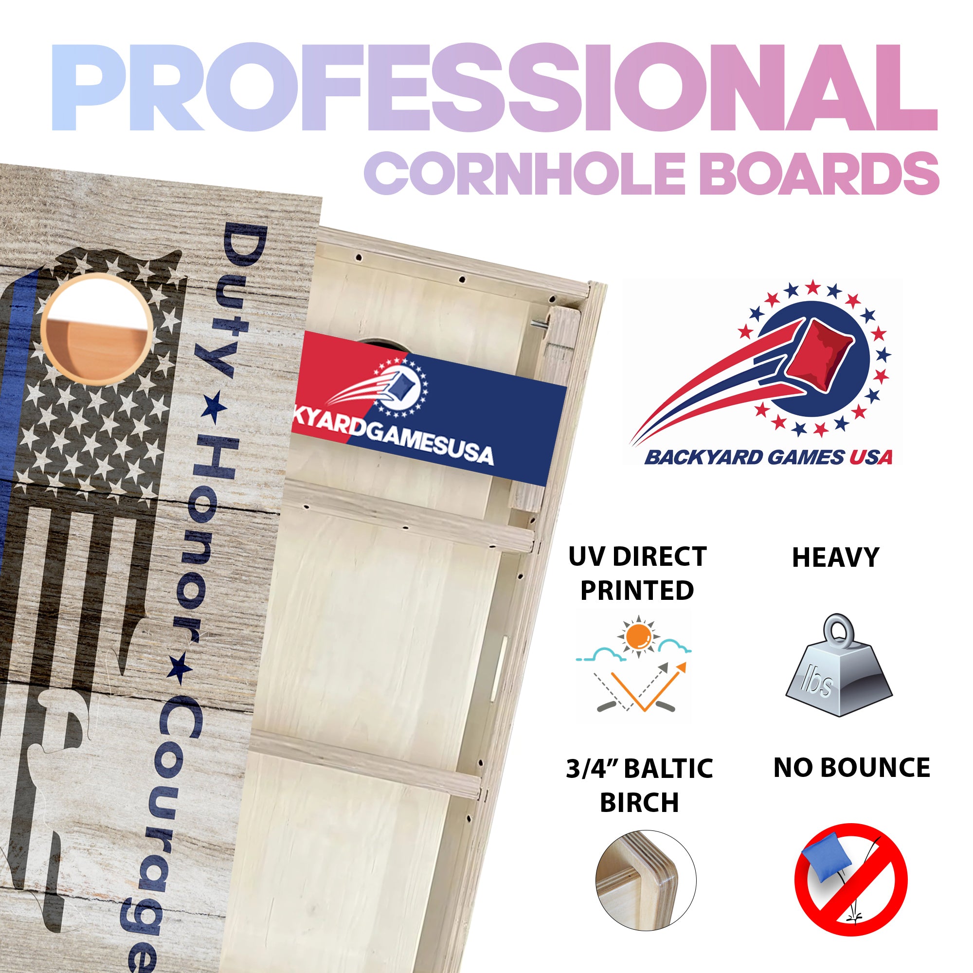Duty Honor Courage Professional Cornhole Boards