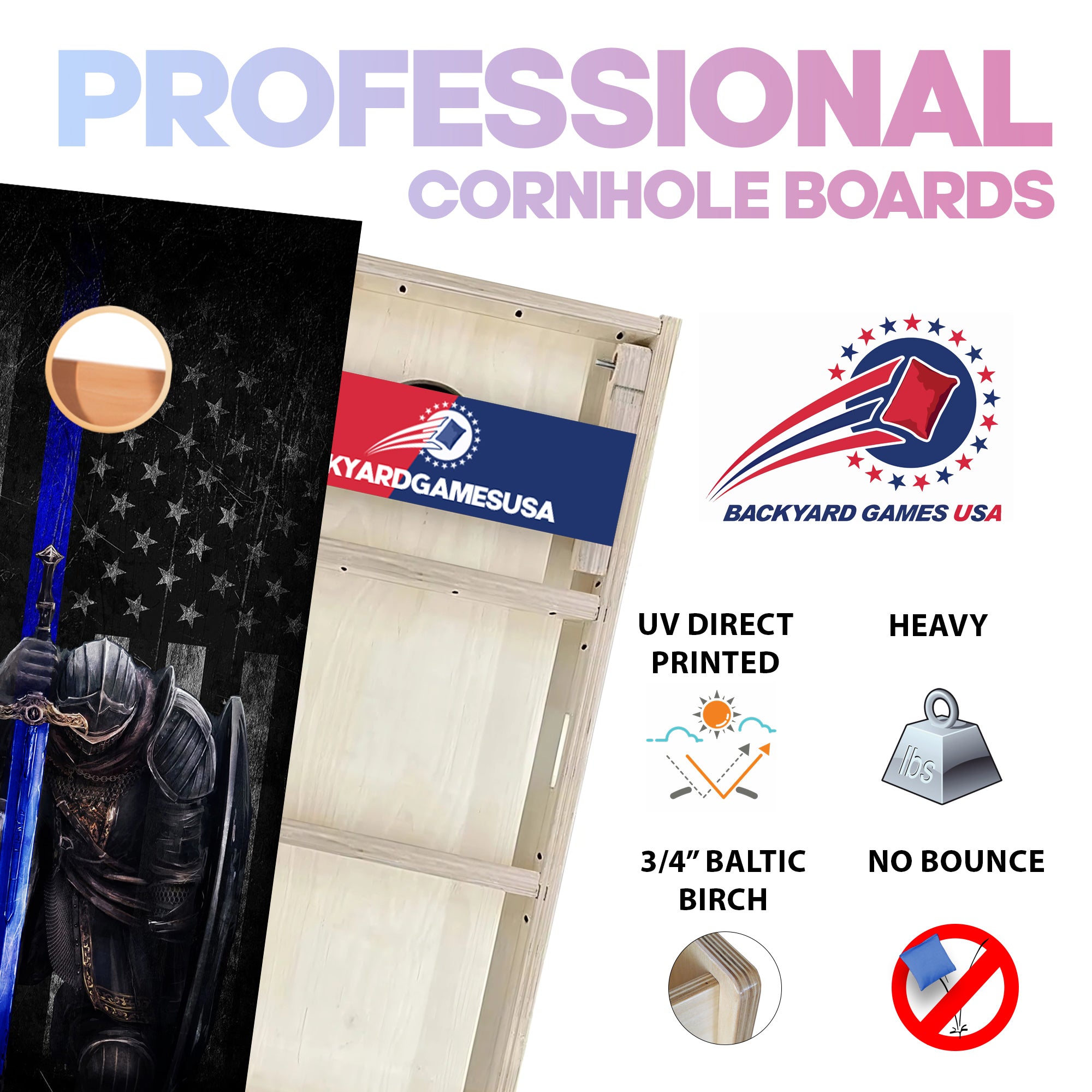 Blue Line Warrior Professional Cornhole Boards