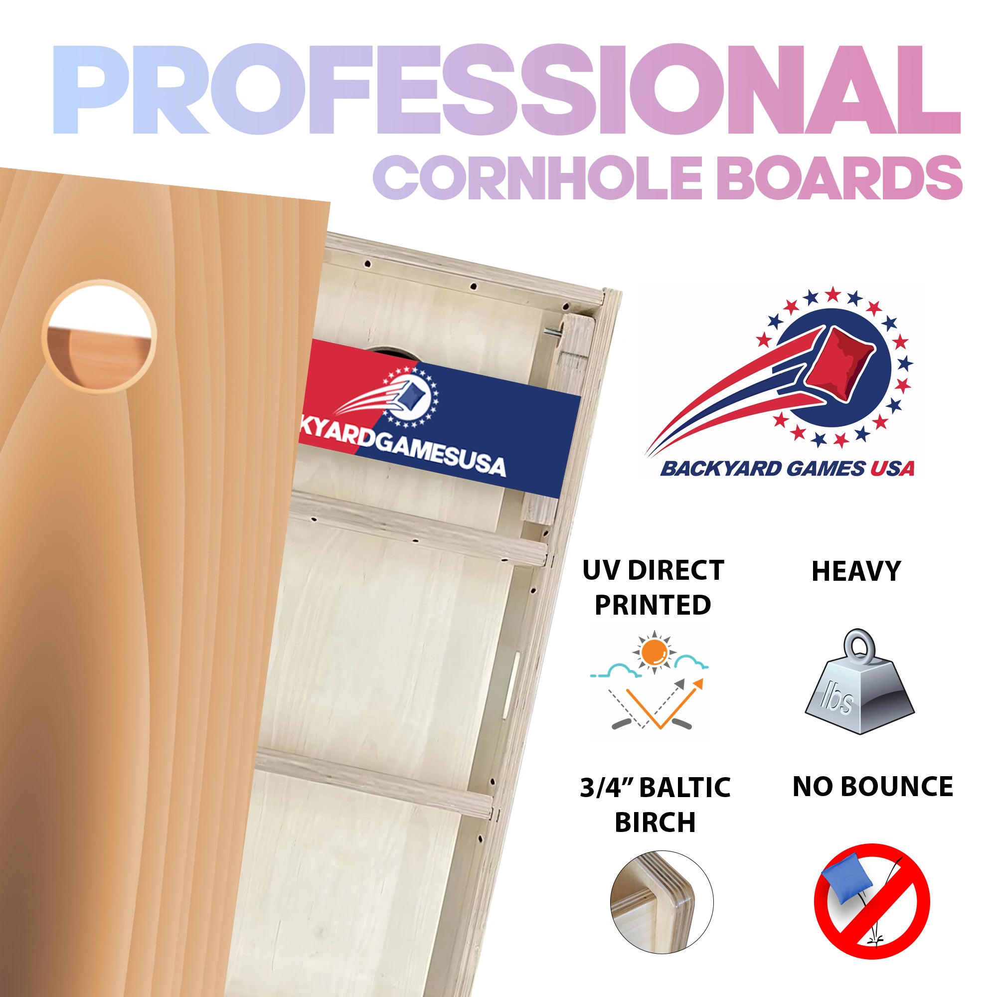 Tan Wood Grain Professional Cornhole Boards