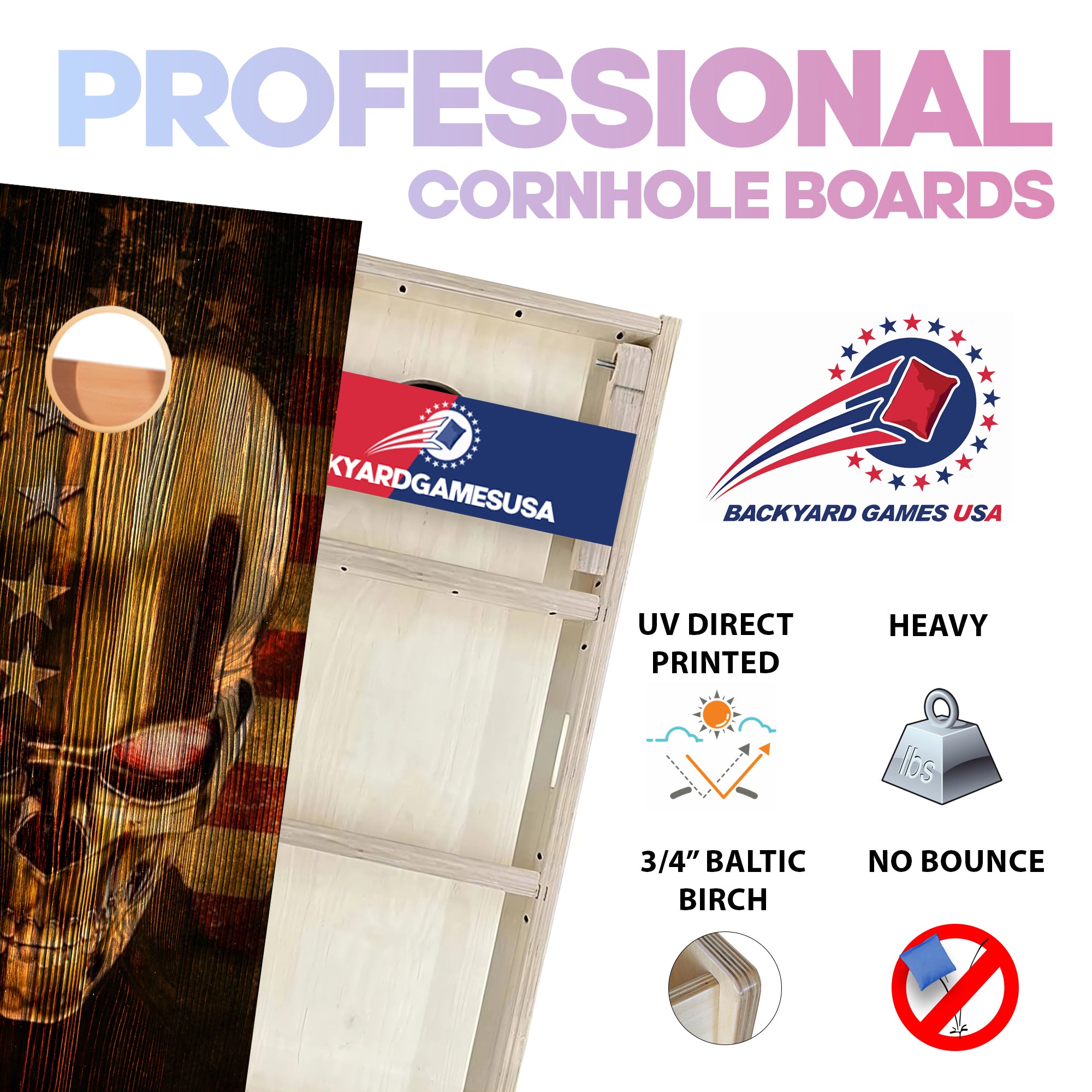 Engraved Red Eye Skull Professional Cornhole Boards