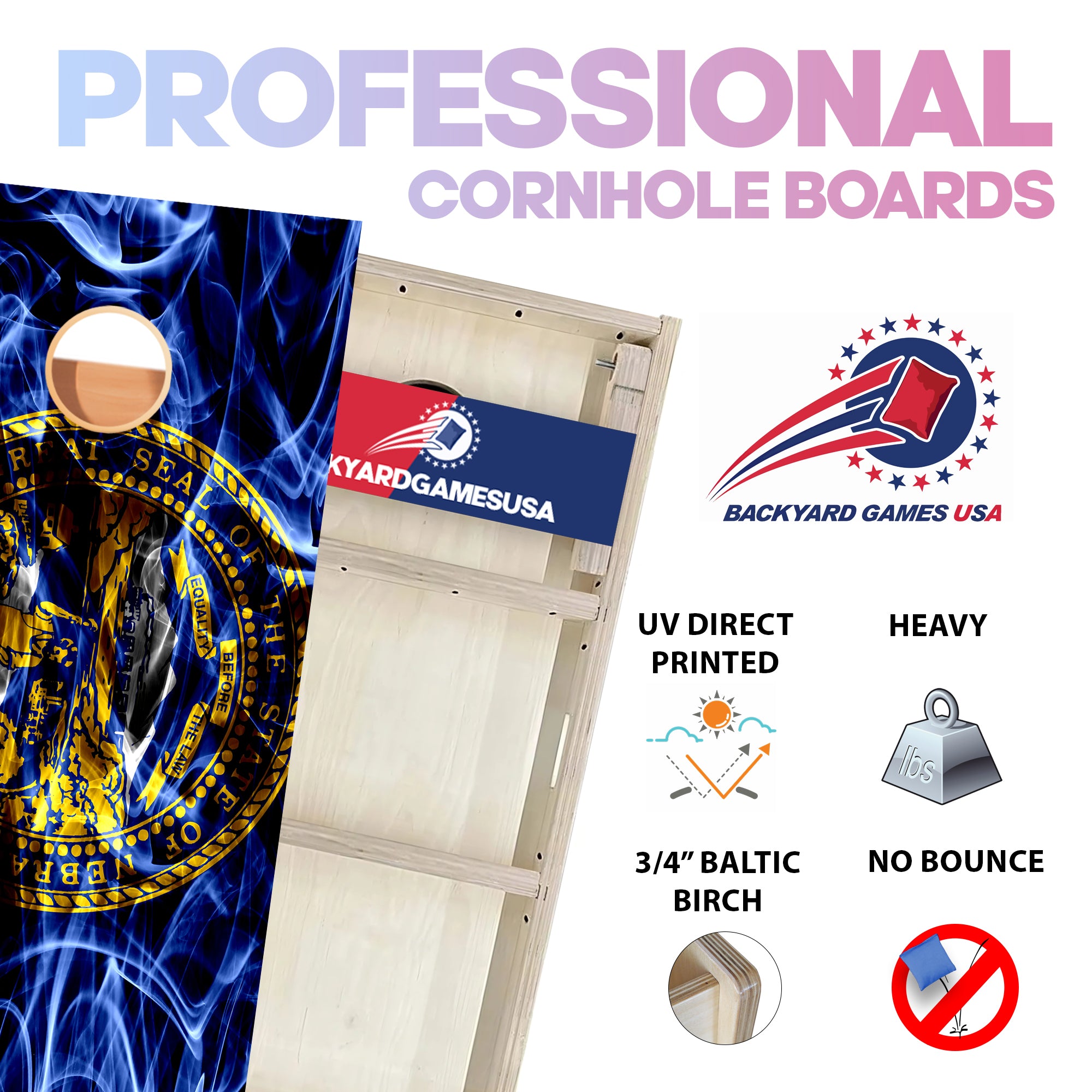 Nebraska Windy Flag Professional Cornhole Boards