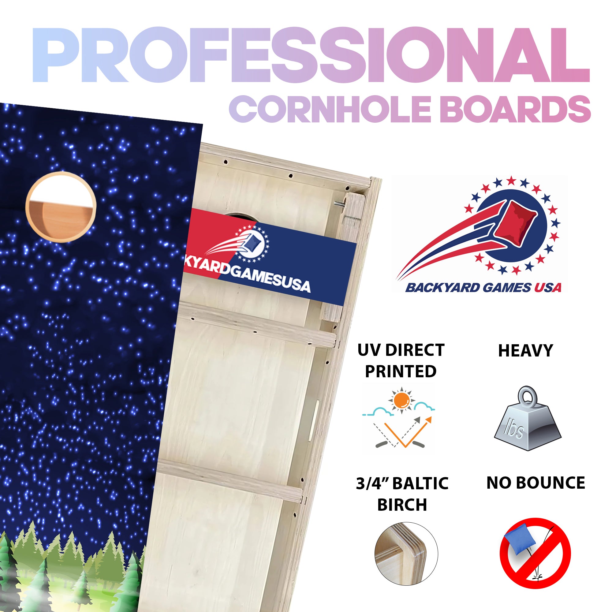 Stary Forest Cartoon Professional Cornhole Boards