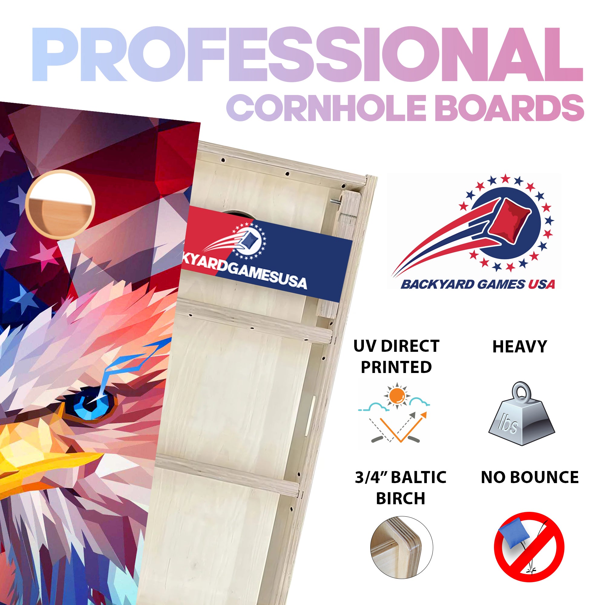 Eagle Art Flag Professional Cornhole Boards