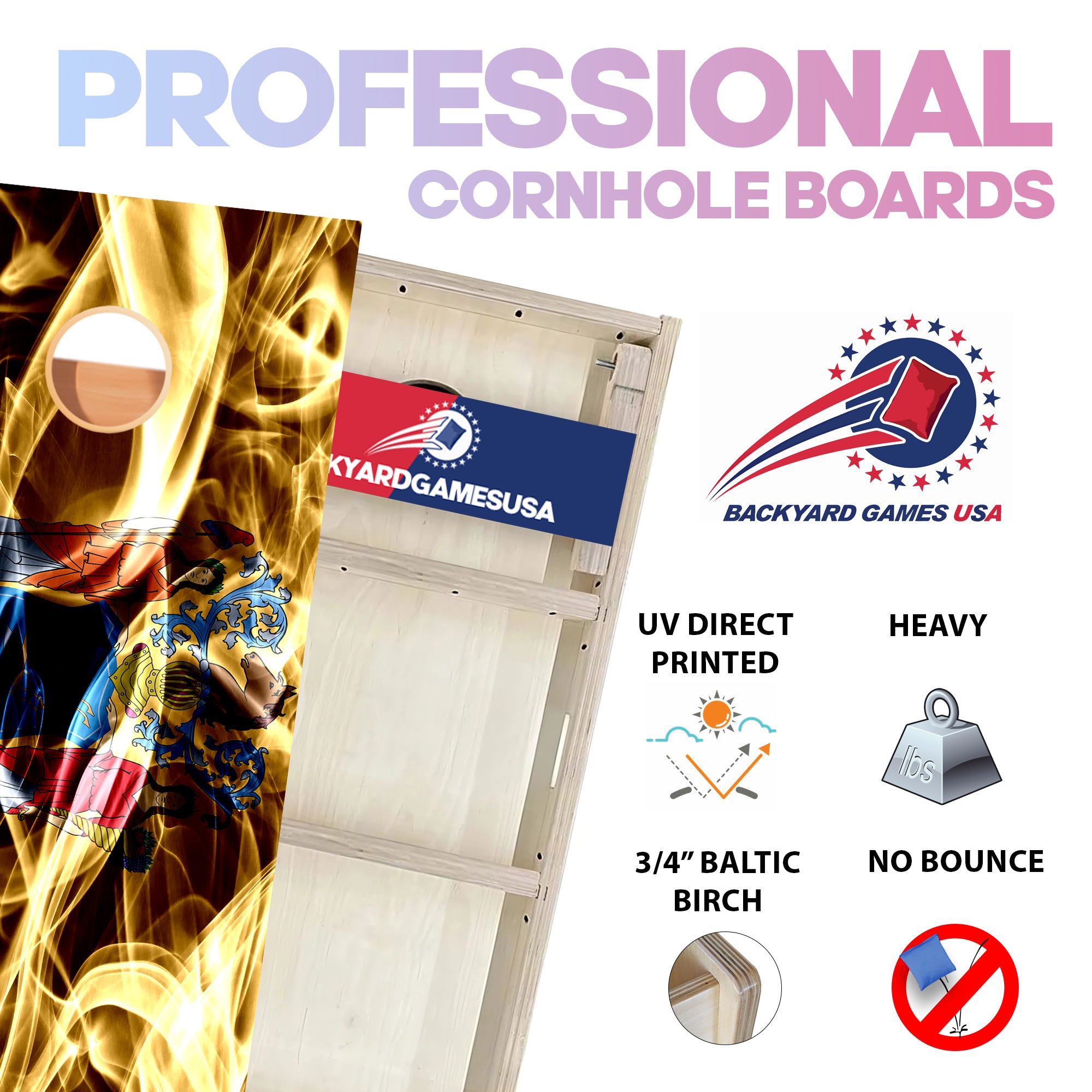 New Jersey Windy Flag Professional Cornhole Boards
