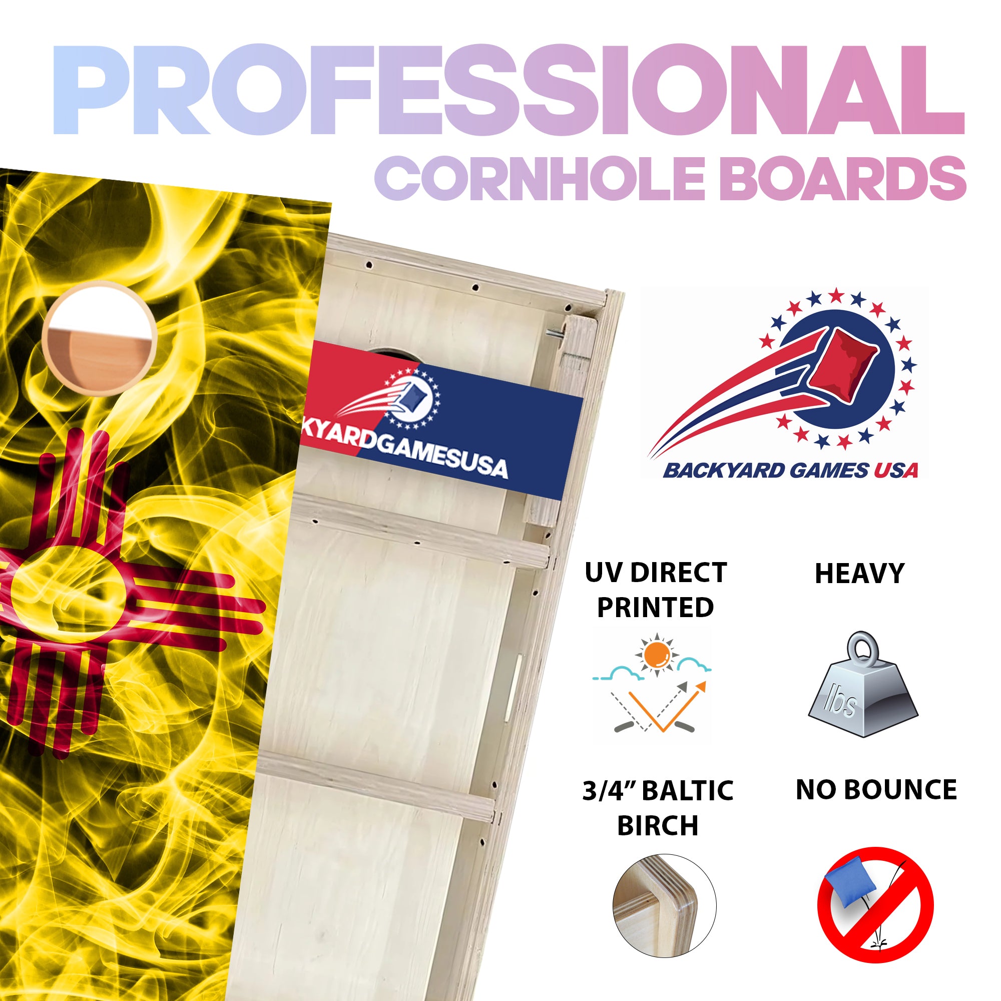New Mexico Windy Flag Professional Cornhole Boards