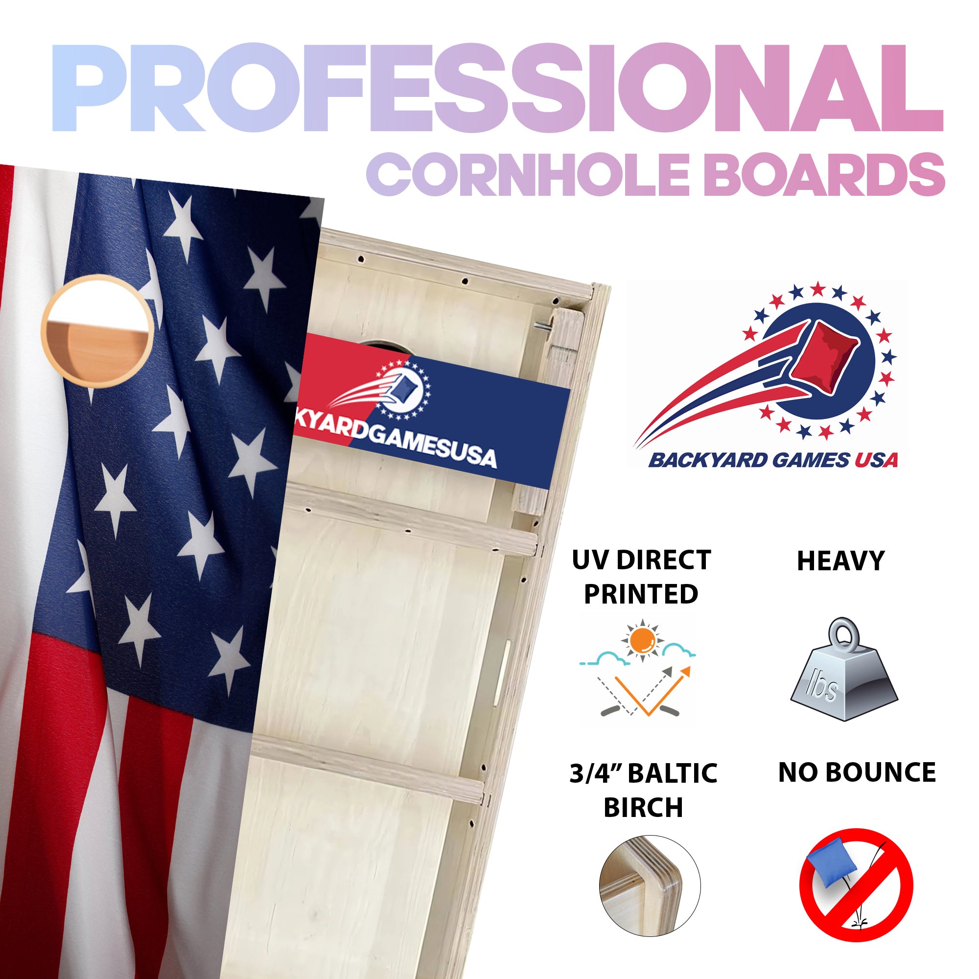 Wavy Flag Professional Cornhole Boards