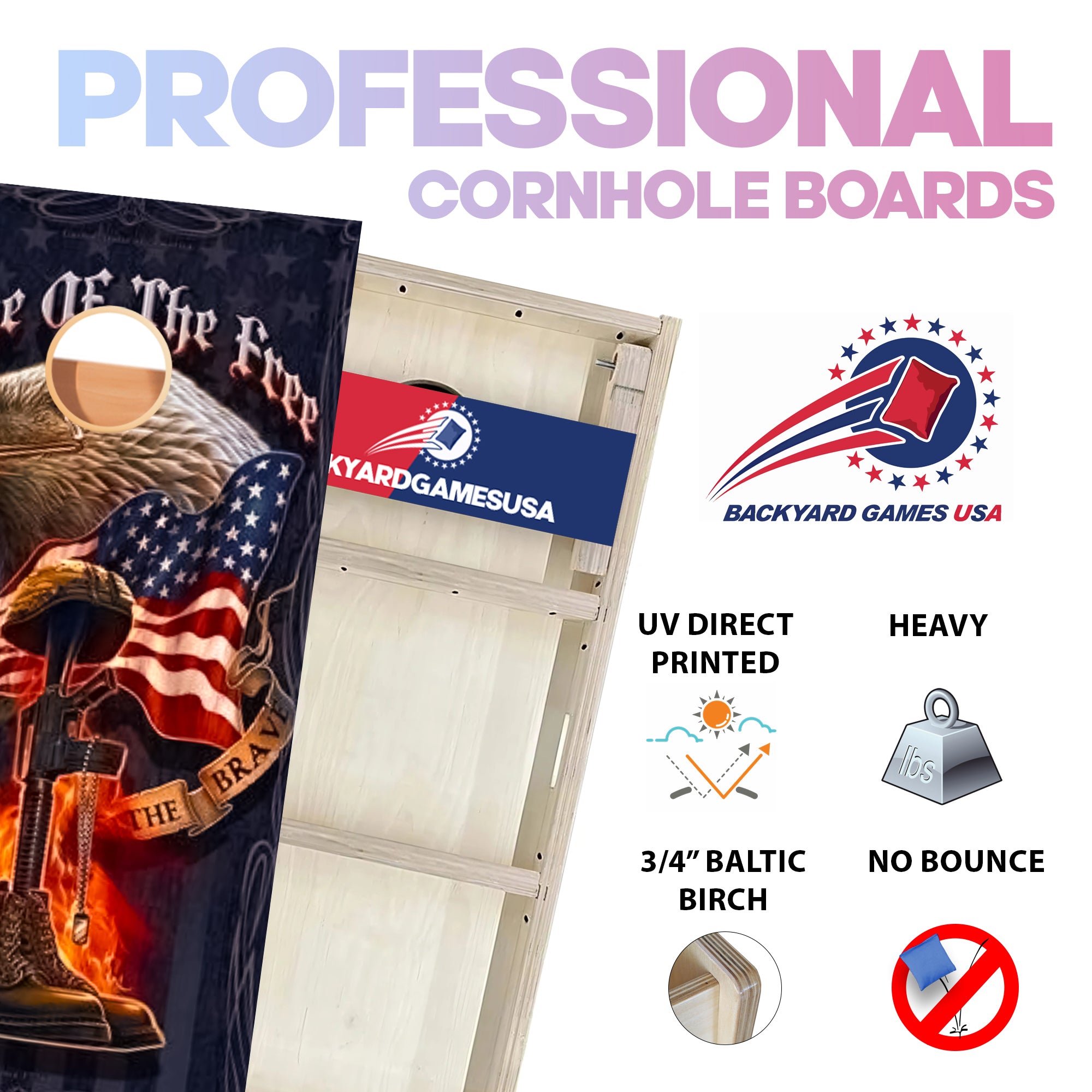 Eagle Home Of The Brave Professional Cornhole Boards