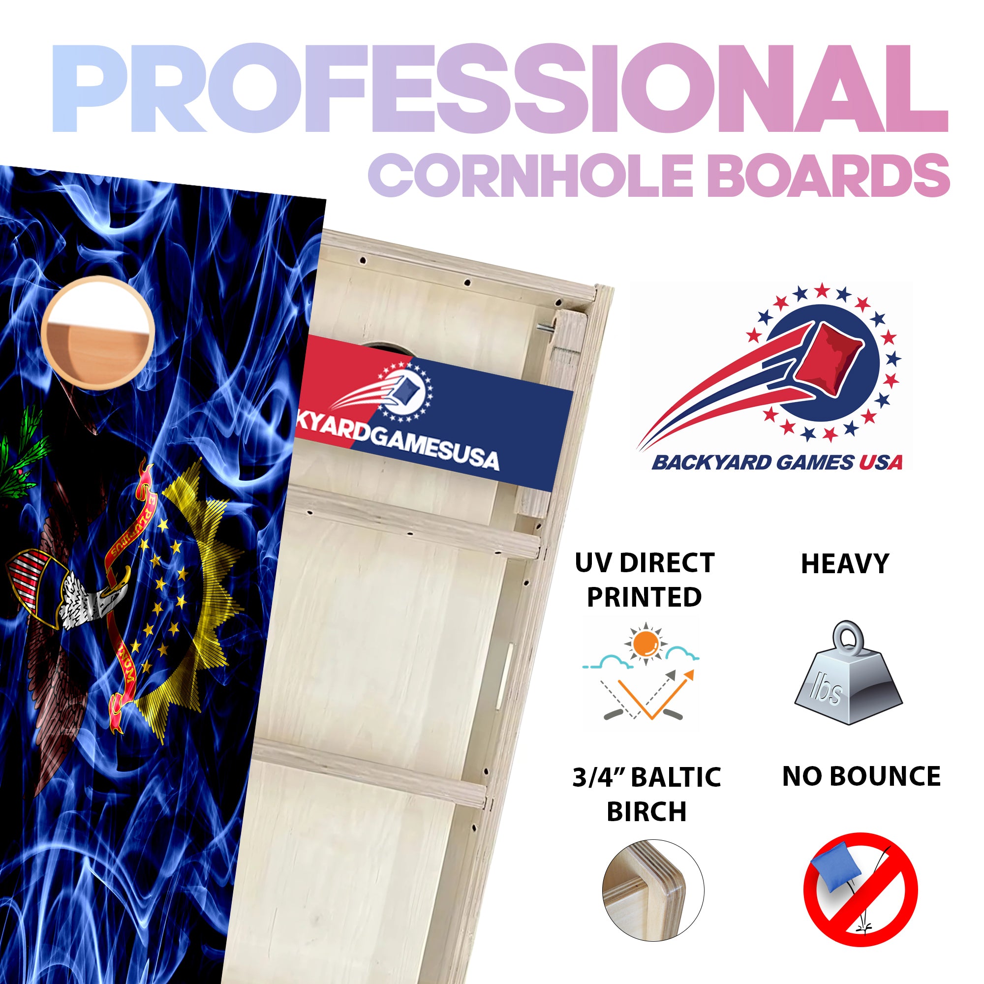 North Dakota Windy Flag Professional Cornhole Boards