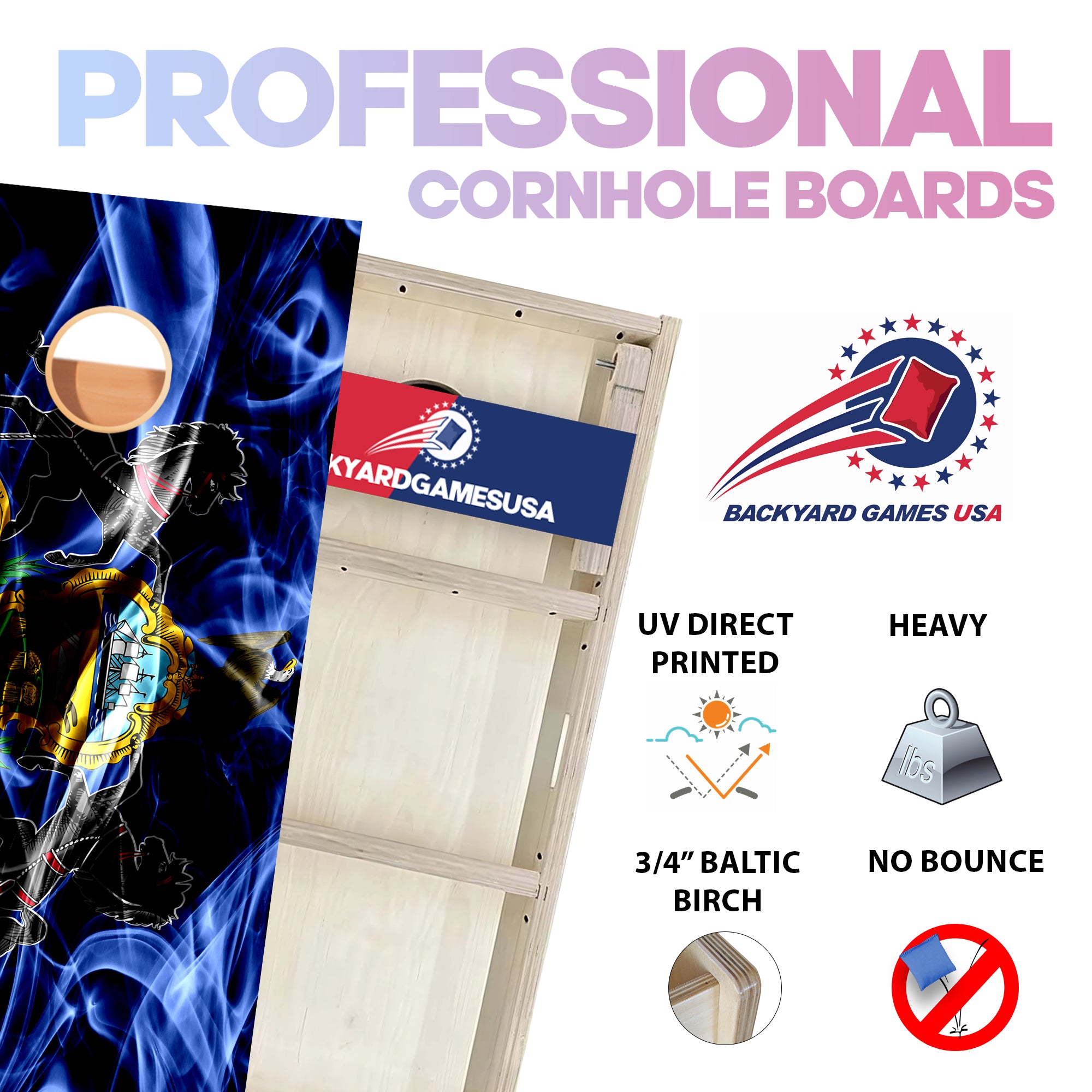 Pennsylvania Windy Flag Professional Cornhole Boards