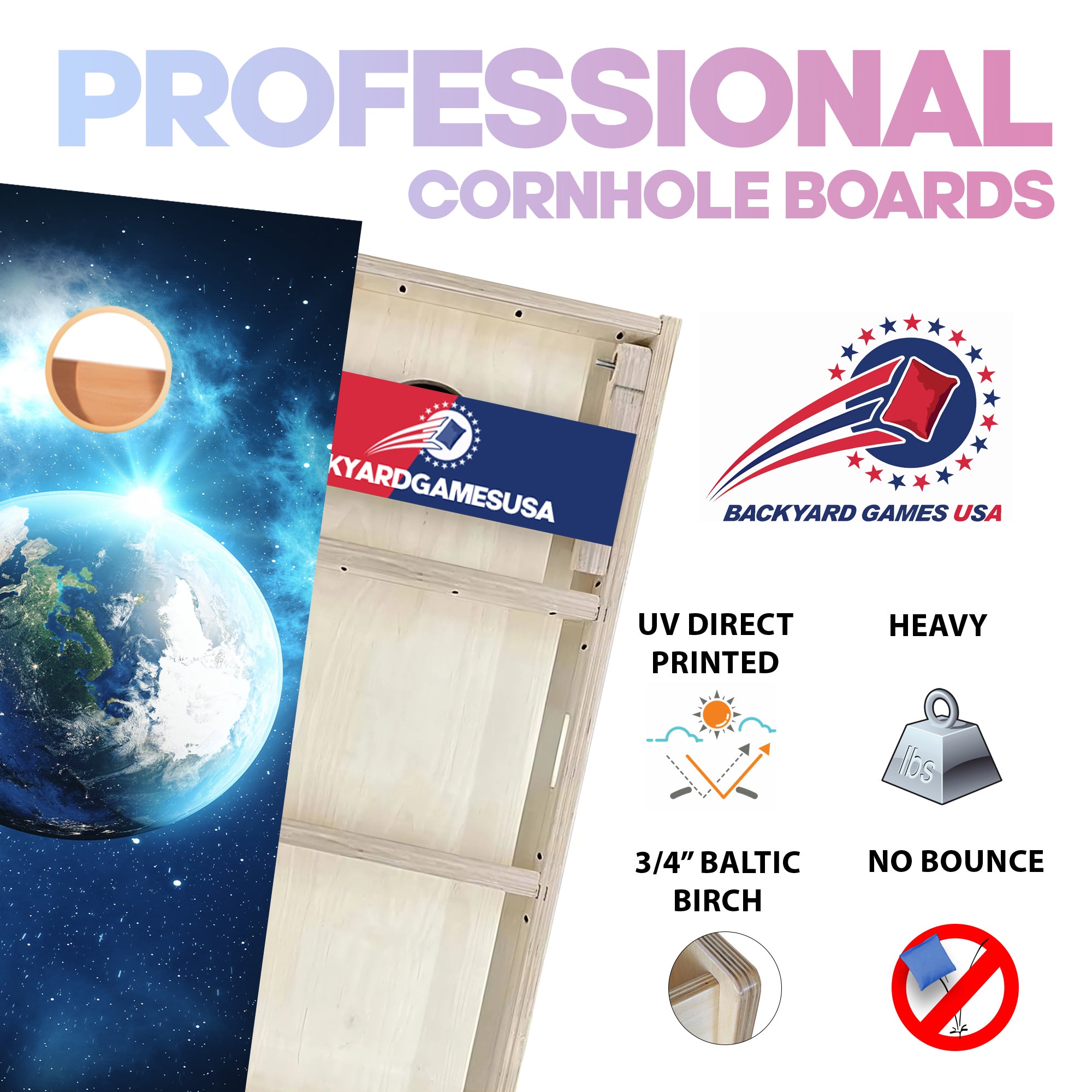 Space Earth Professional Cornhole Boards