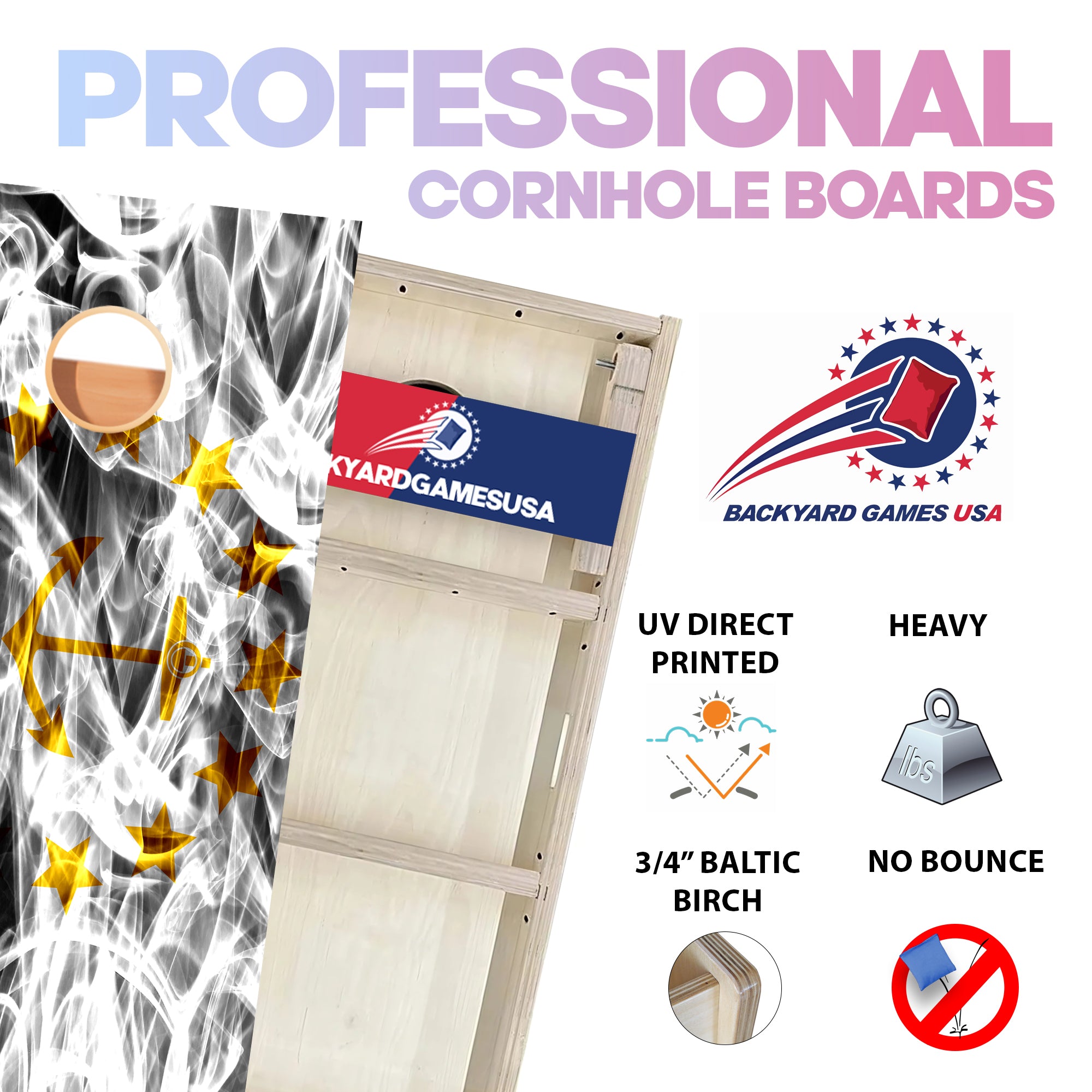 Rhode Island Windy Flag Professional Cornhole Boards