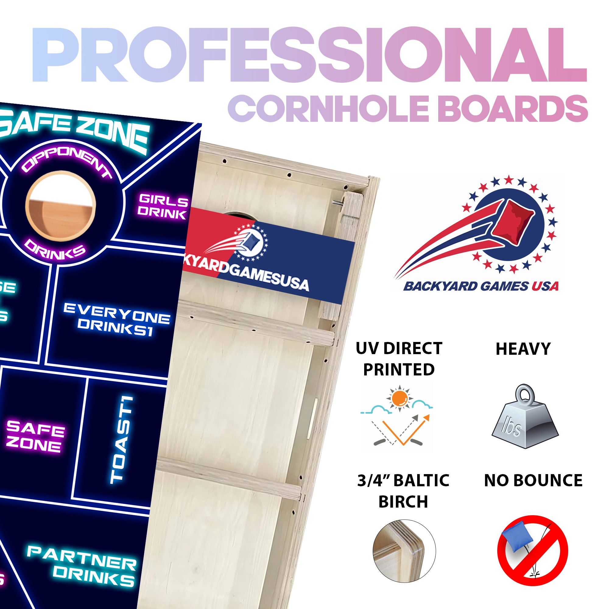 Neon Drinking Professional Cornhole Boards