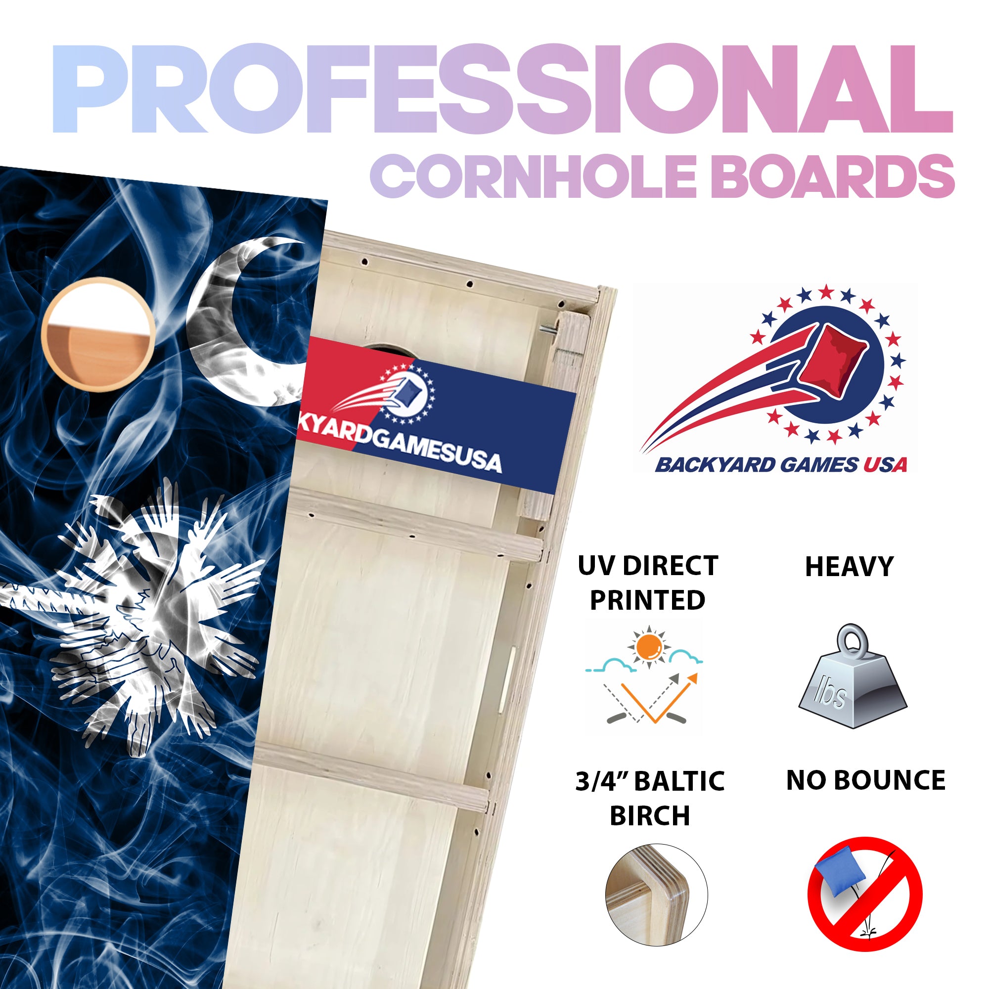 South Carolina Windy Flag Professional Cornhole Boards