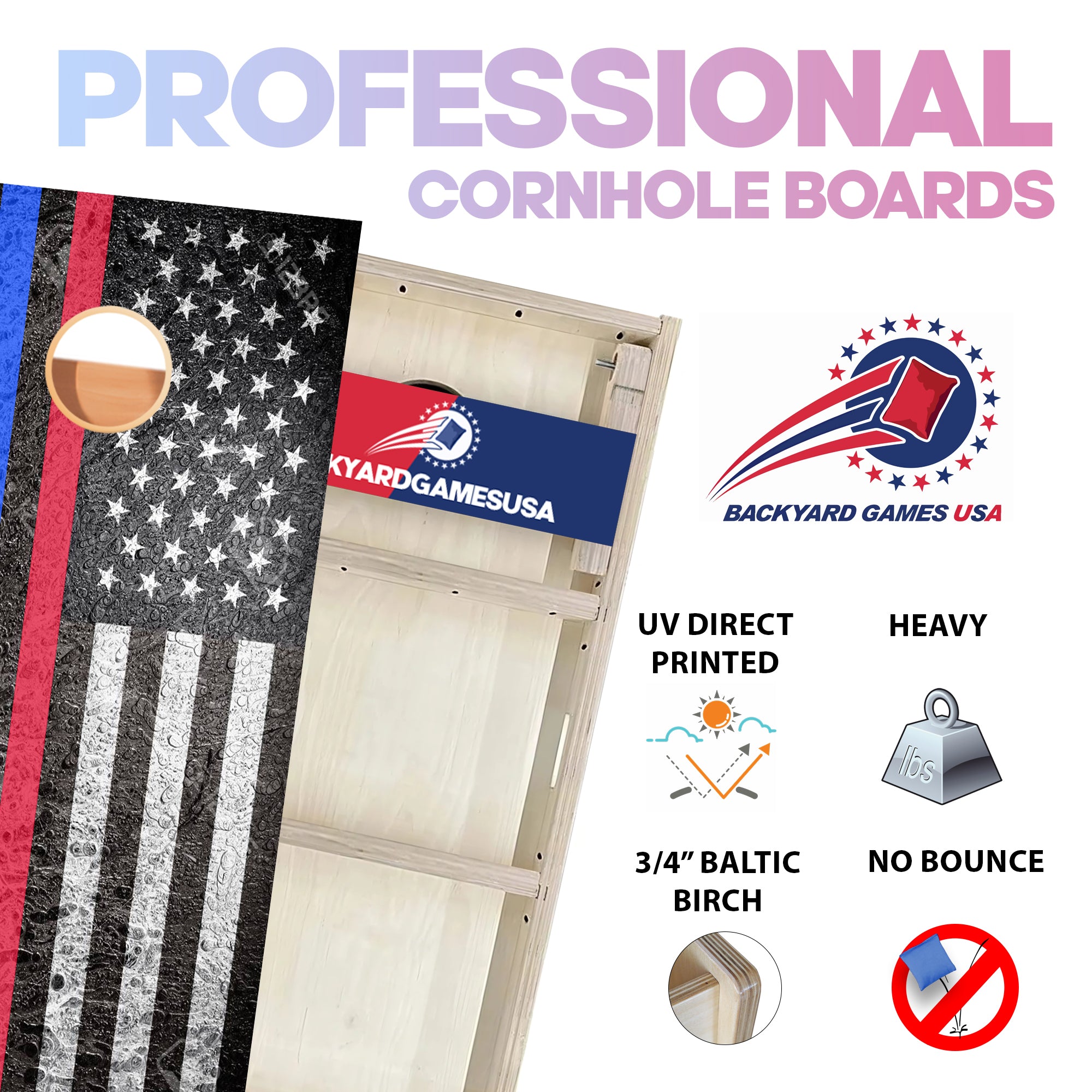 Red Blue Green Line Flag Professional Cornhole Boards