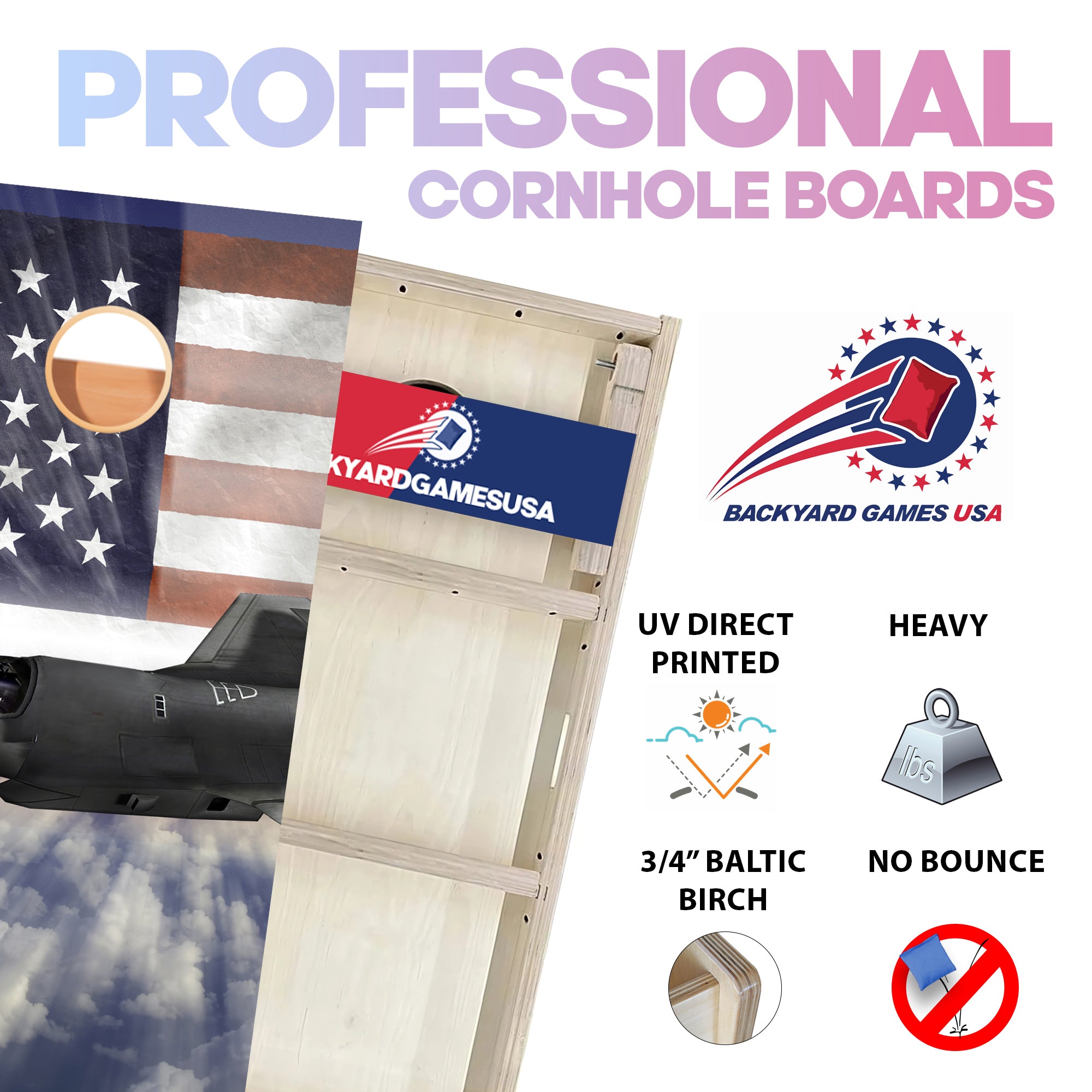 Jet Flag Professional Cornhole Boards