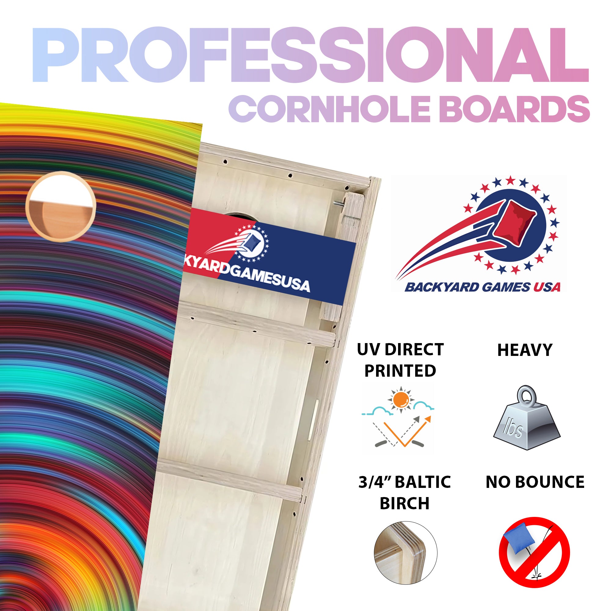 Swirly Color Professional Cornhole Boards
