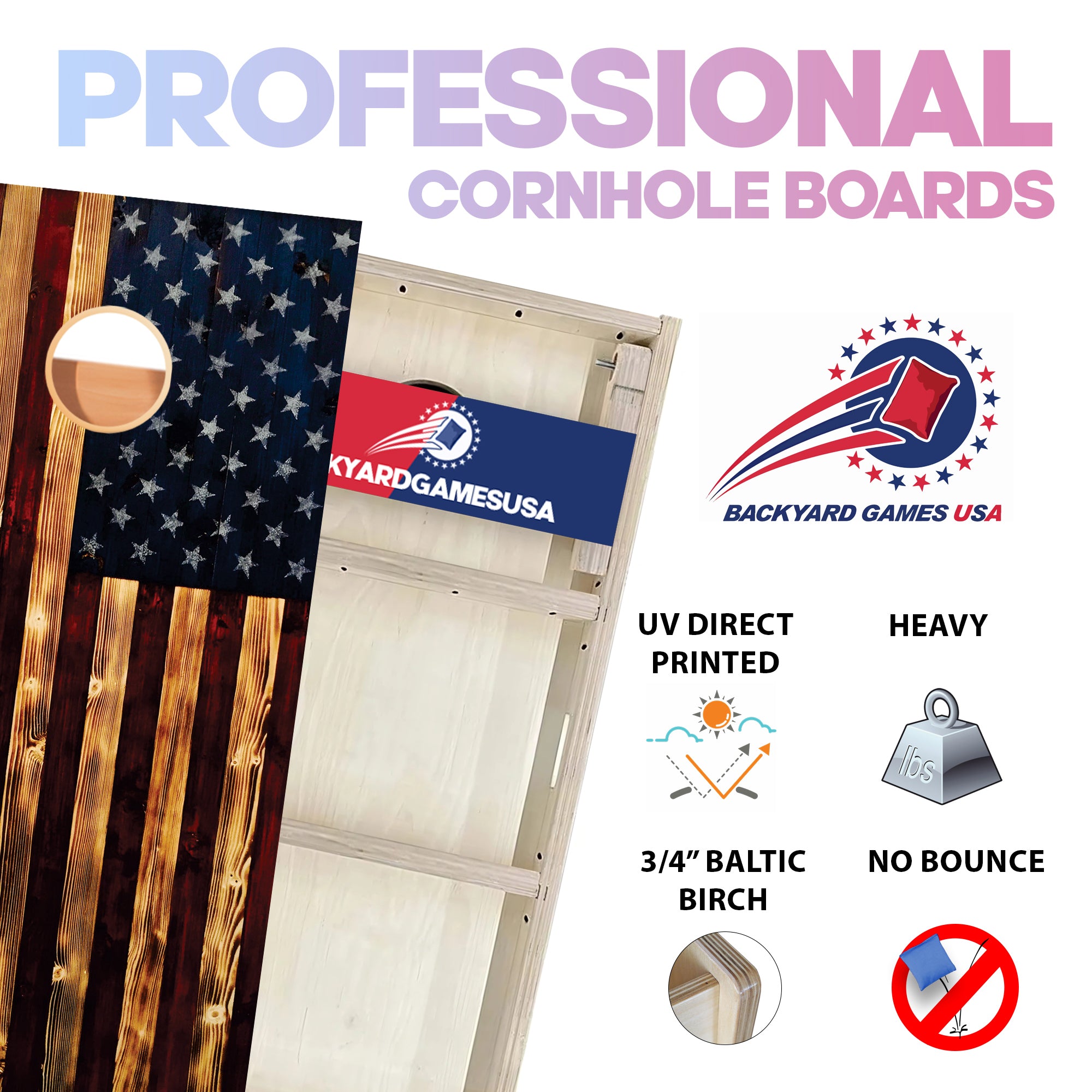 Rustic Wood Professional Cornhole Boards