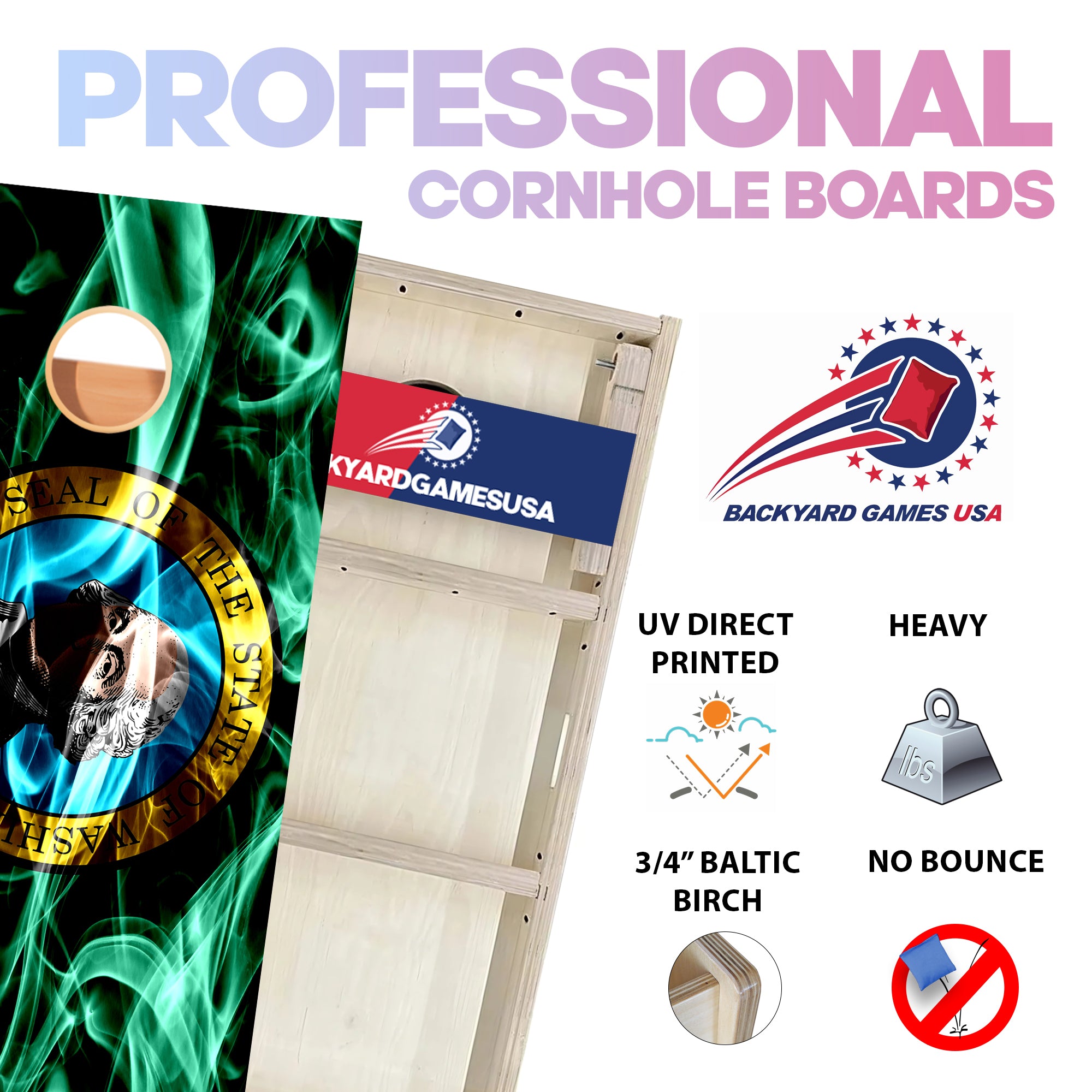 Washington Windy Flag Professional Cornhole Boards