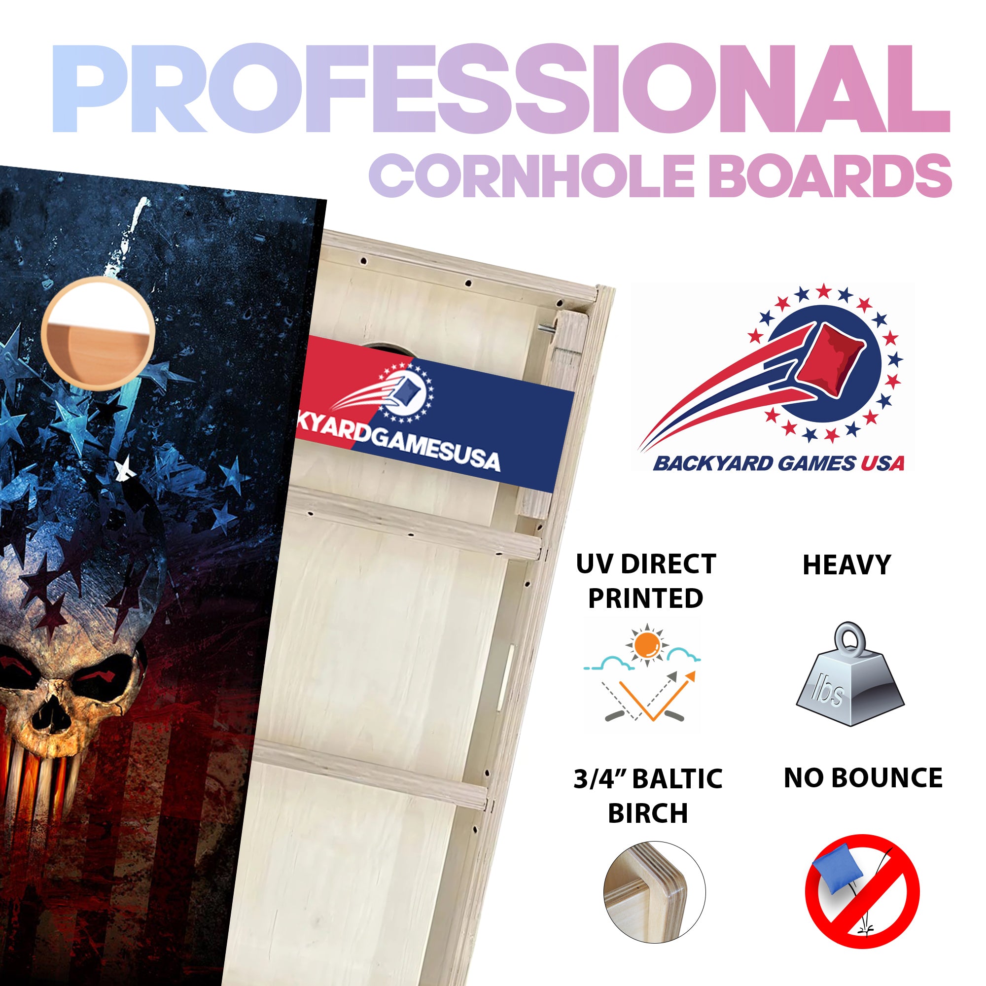 Skull Flag Professional Cornhole Boards