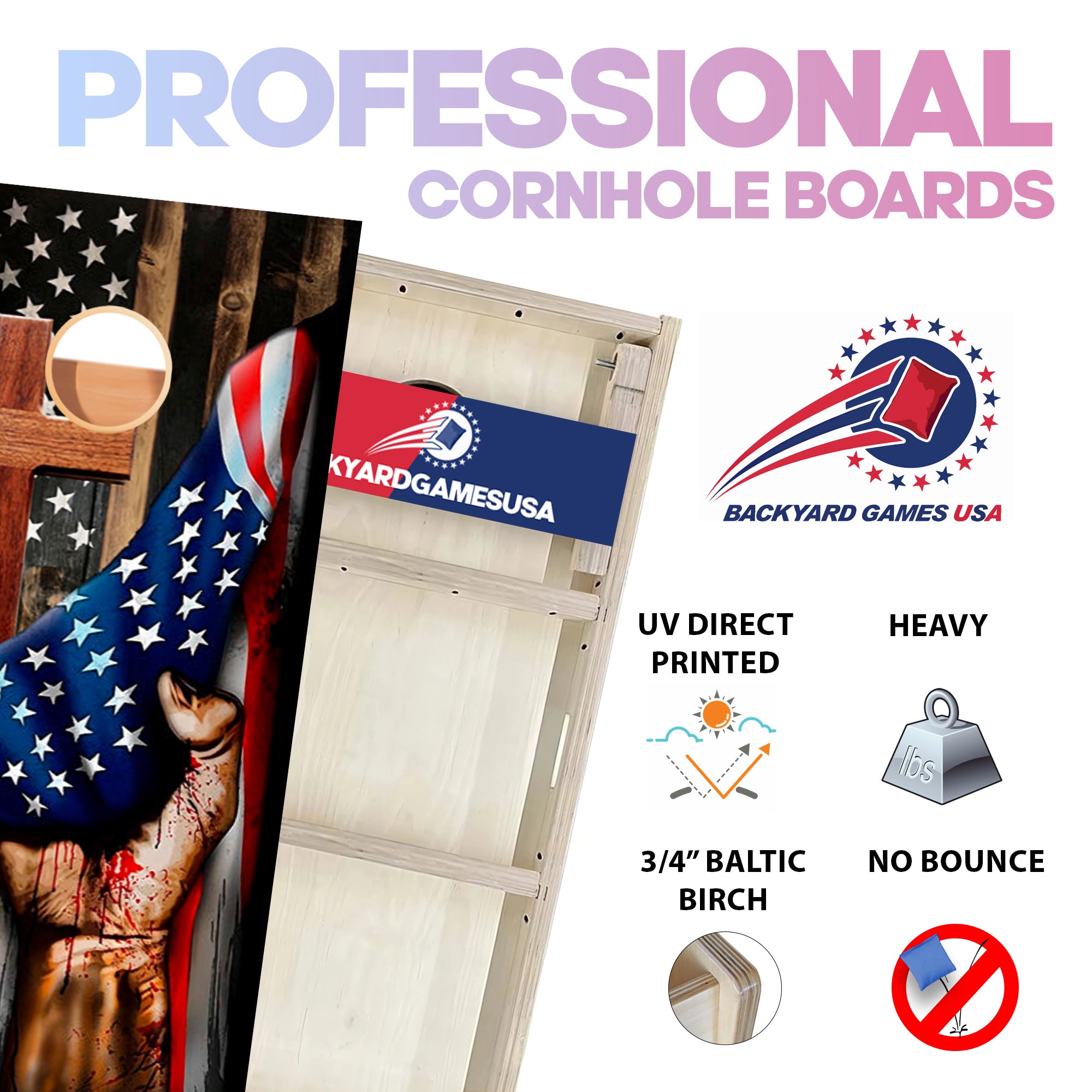 Cross Flag Hand Professional Cornhole Boards