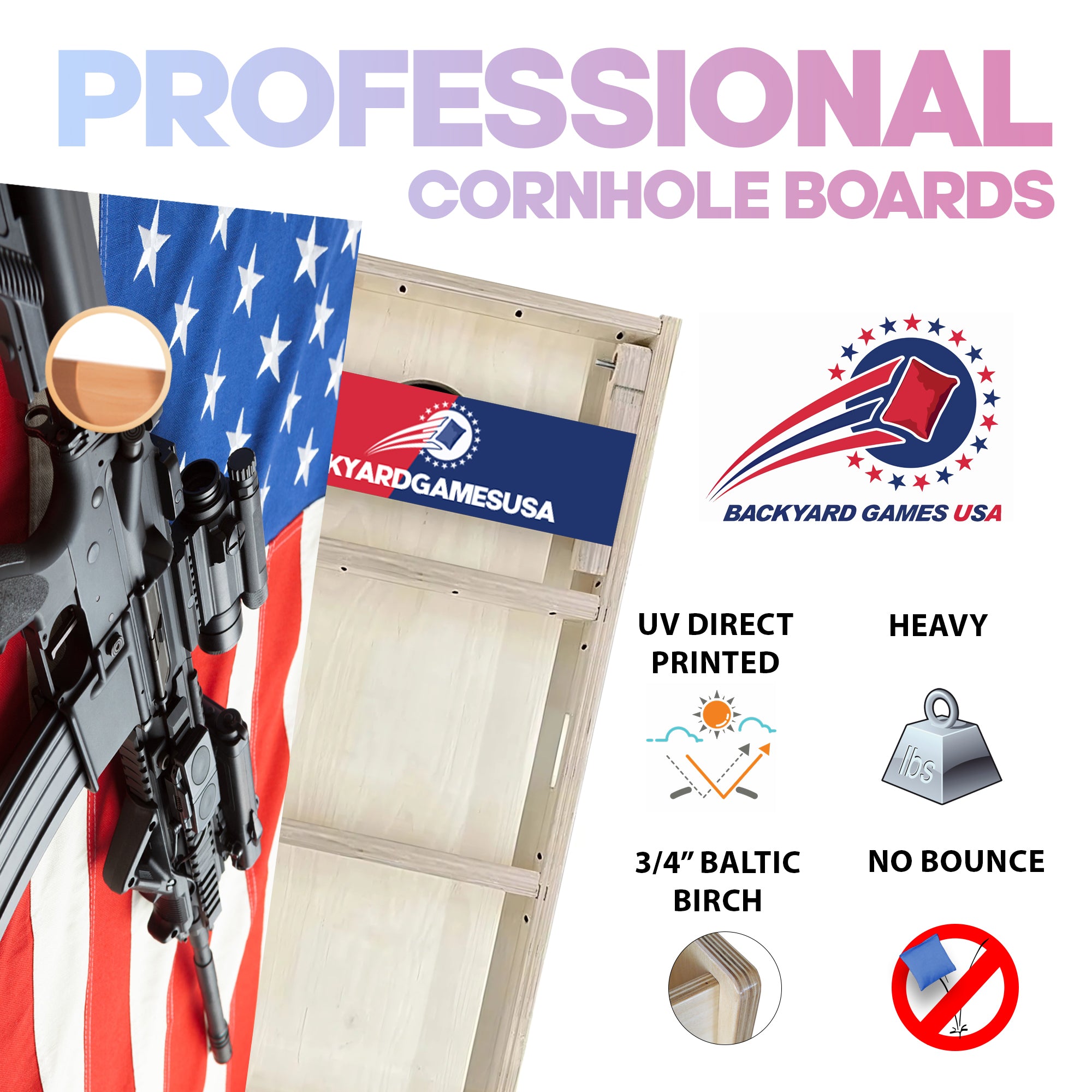 Army Flag Professional Cornhole Boards