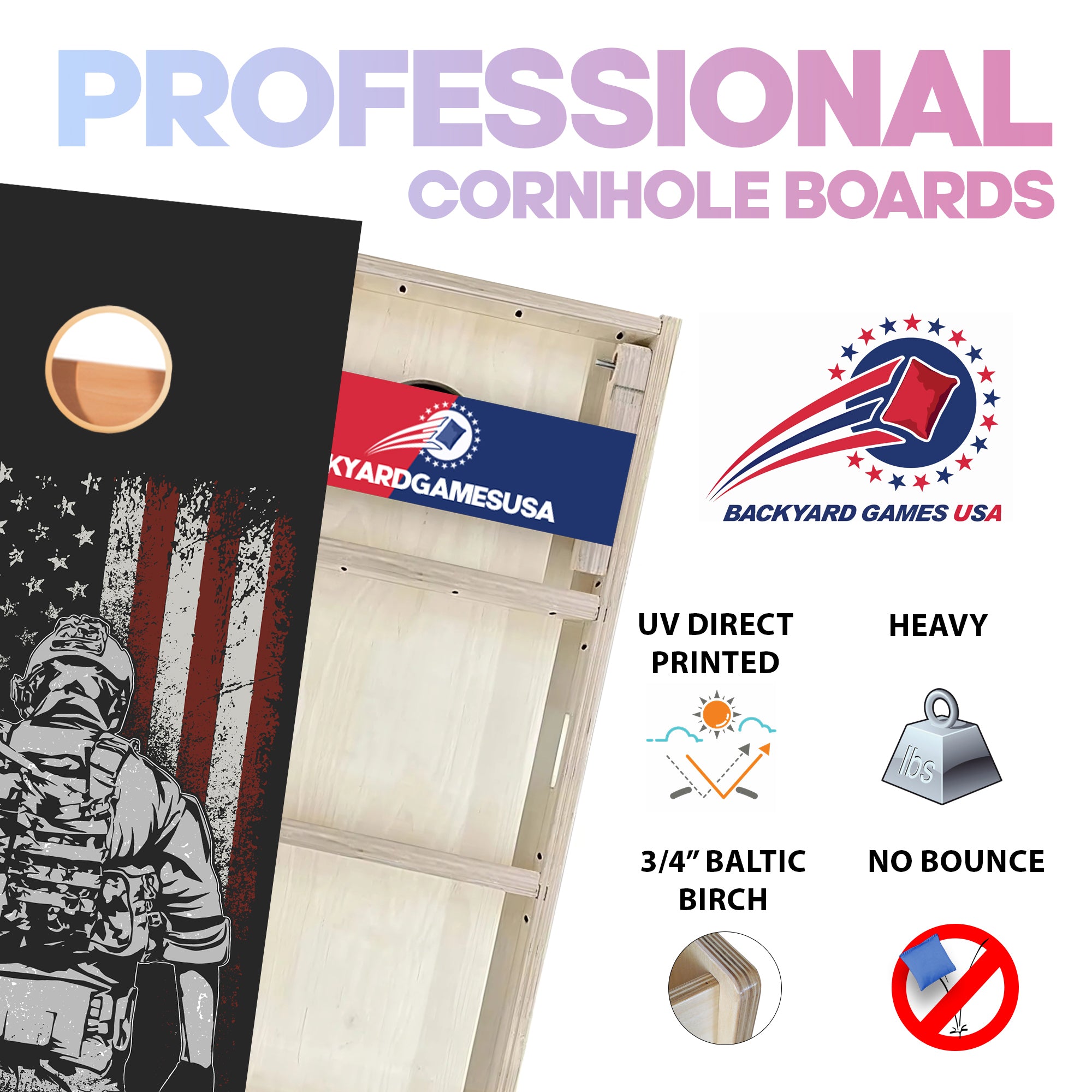 Soldier Flag Professional Cornhole Boards