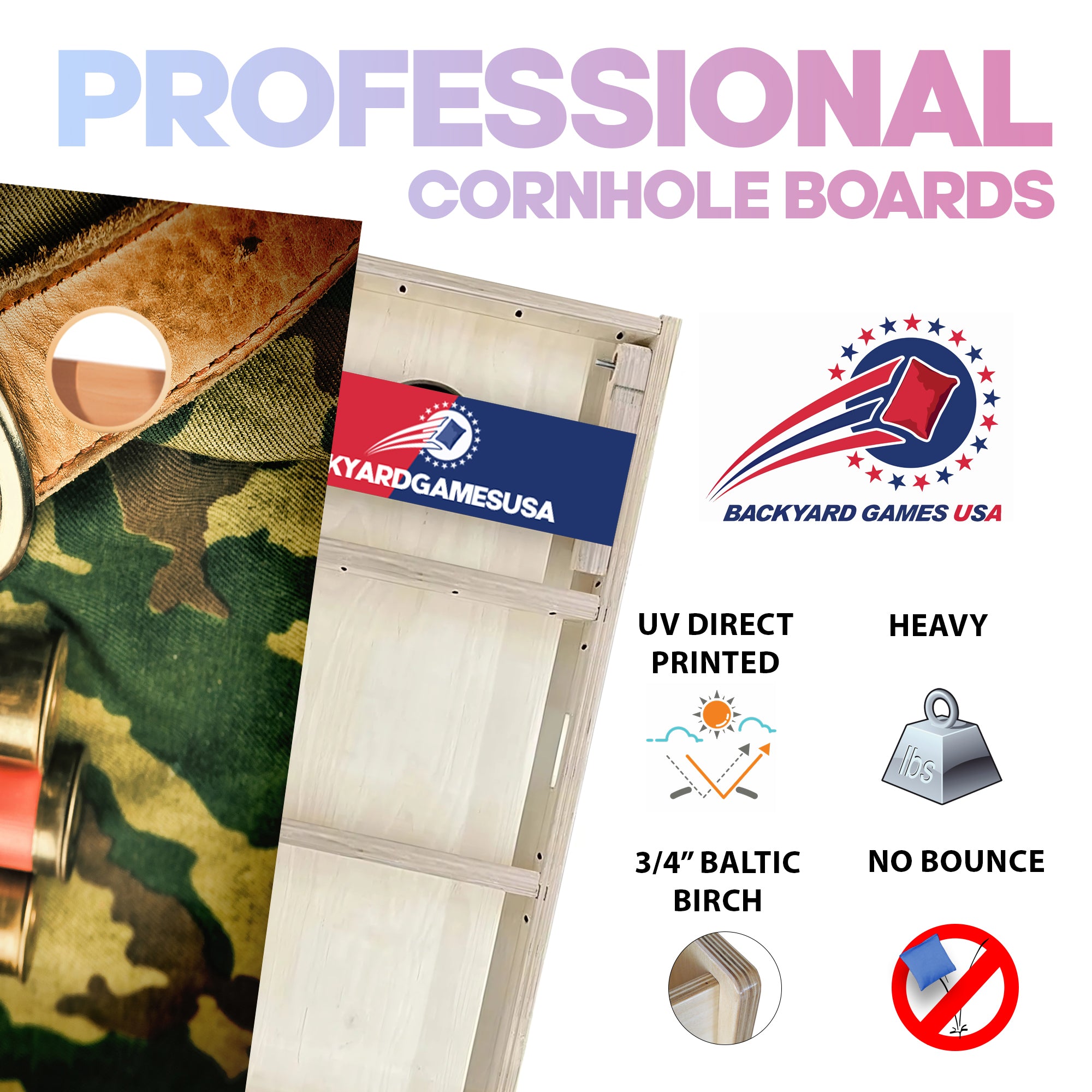 Camo Slugs Professional Cornhole Boards