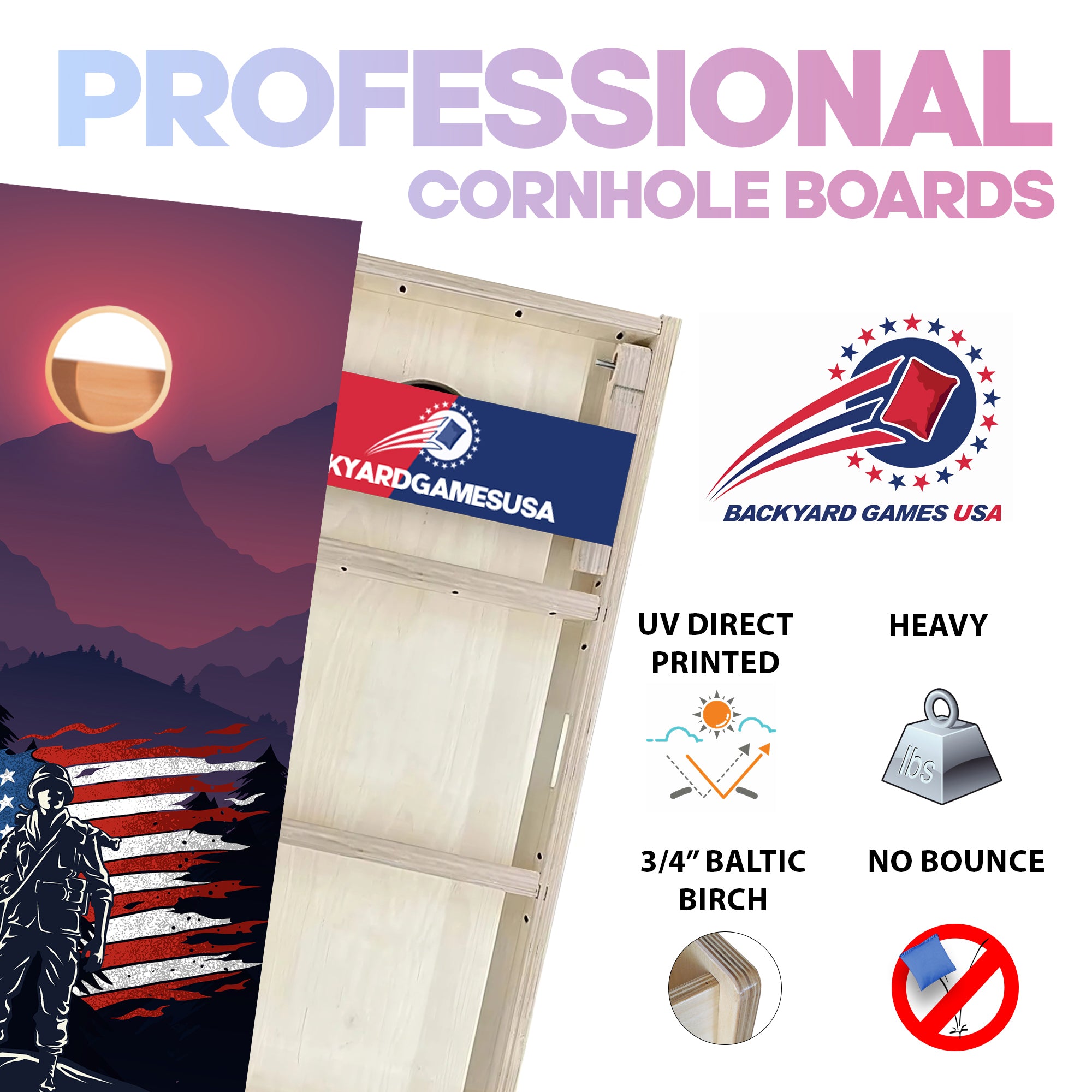 Sunrise American Professional Cornhole Boards