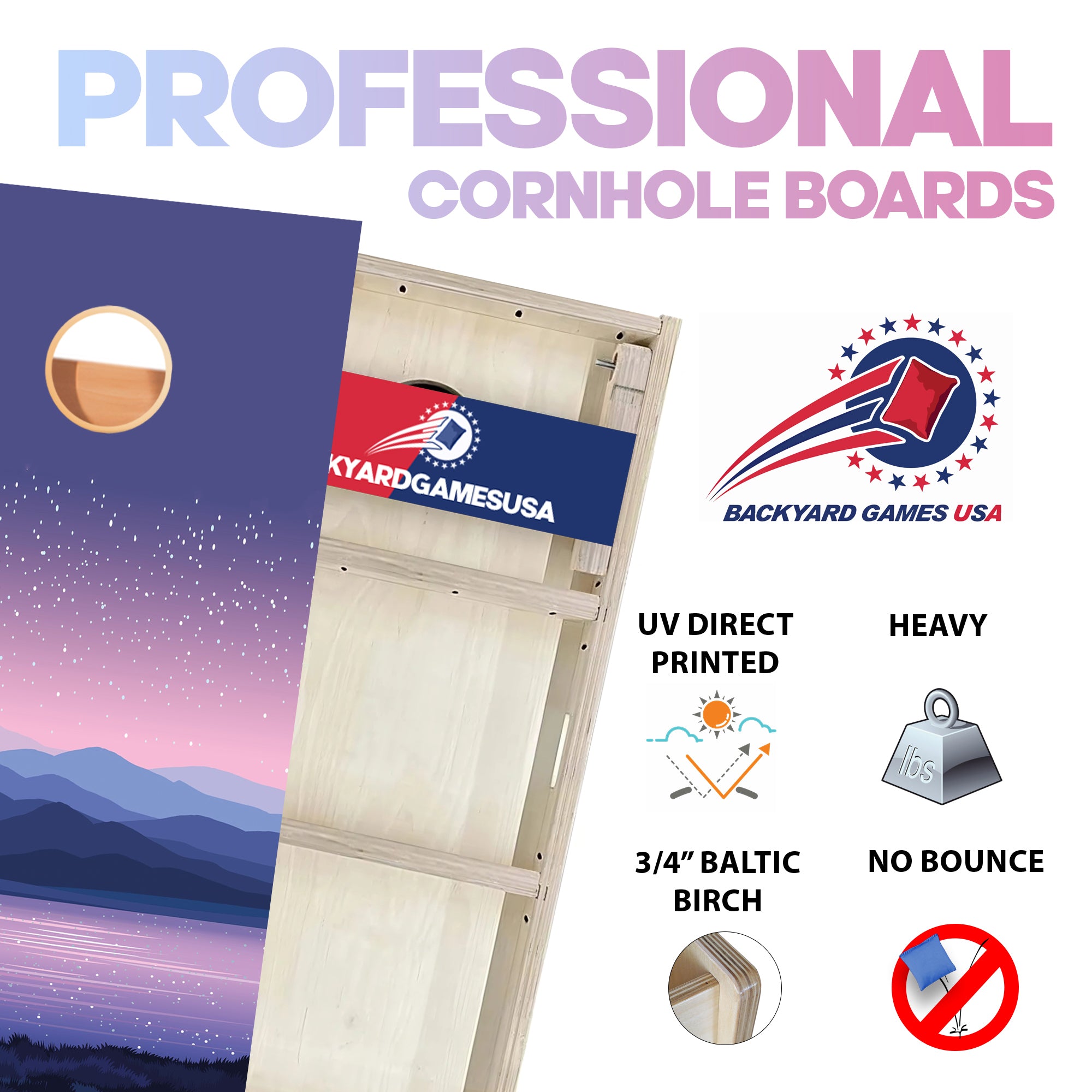 Space Purple Mountain Professional Cornhole Boards