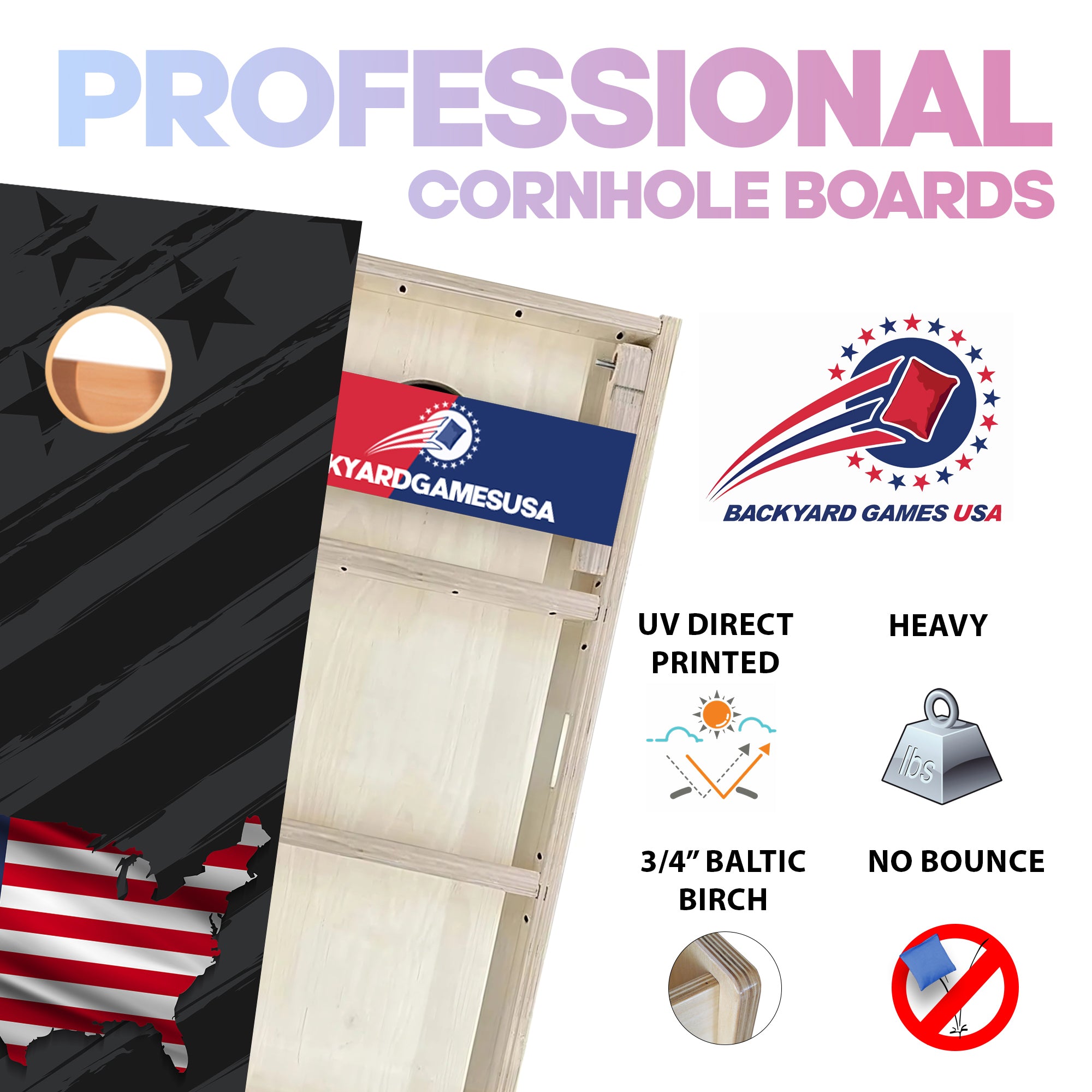 USA MAP Professional Cornhole Boards