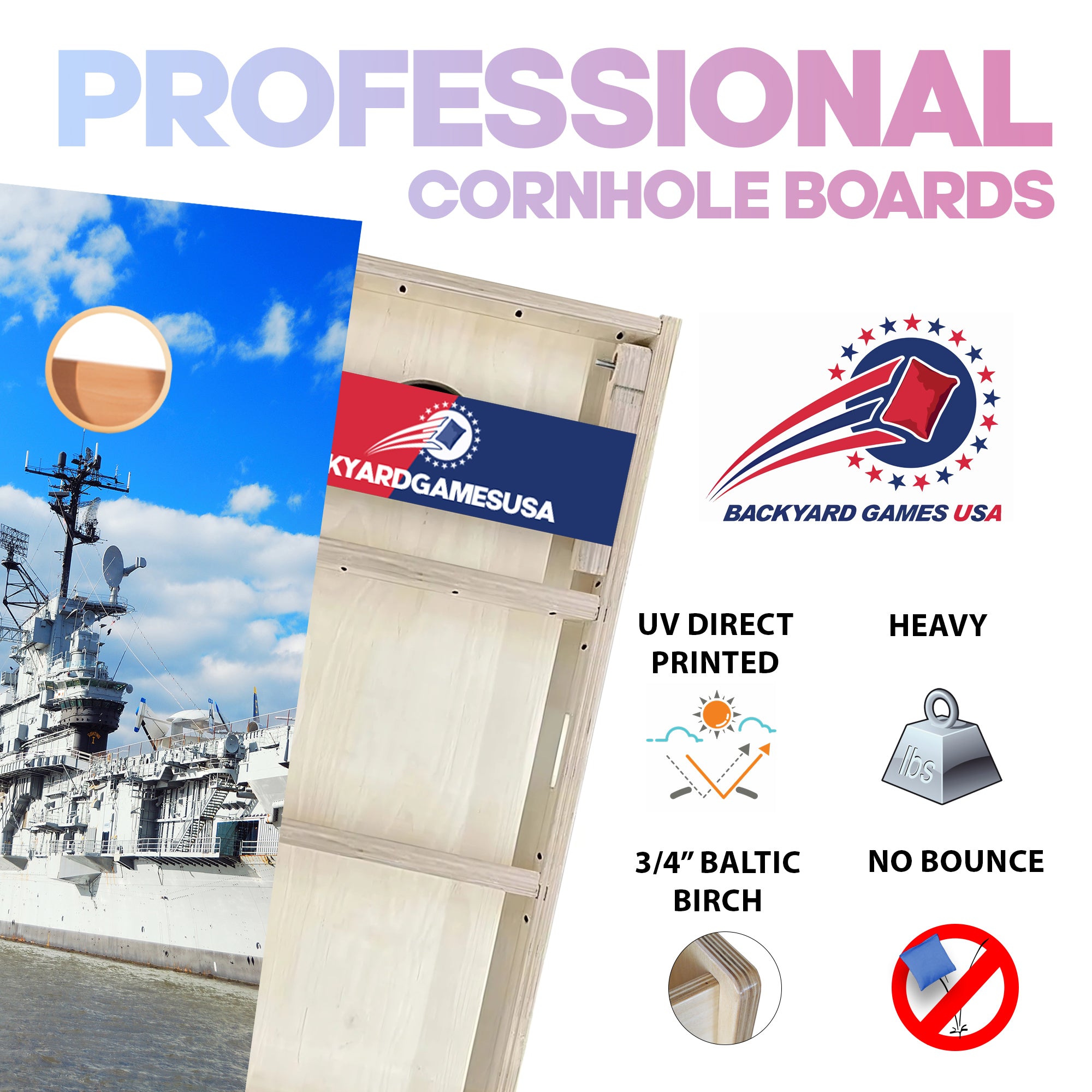 Battleship Sea Professional Cornhole Boards