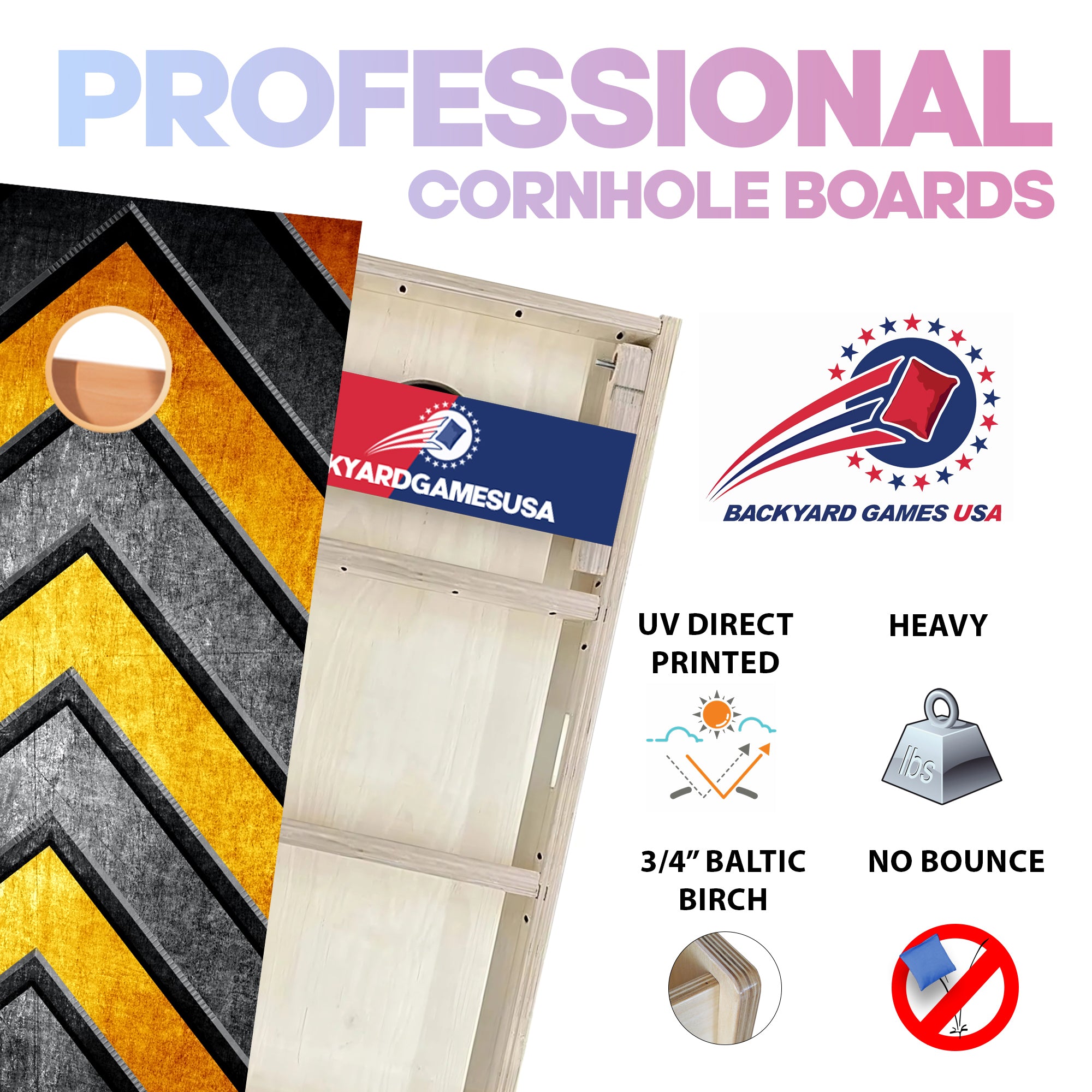Yellow Black Arrows Professional Cornhole Boards